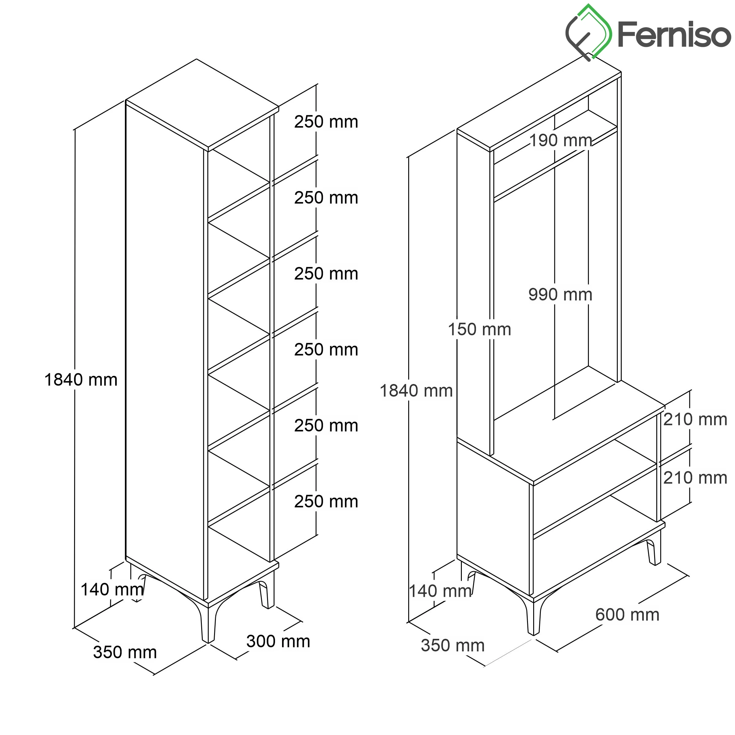 FERNISO Tek Kapaklı  Portmanto Vestiyer ve Ayakkabılık Dolabı