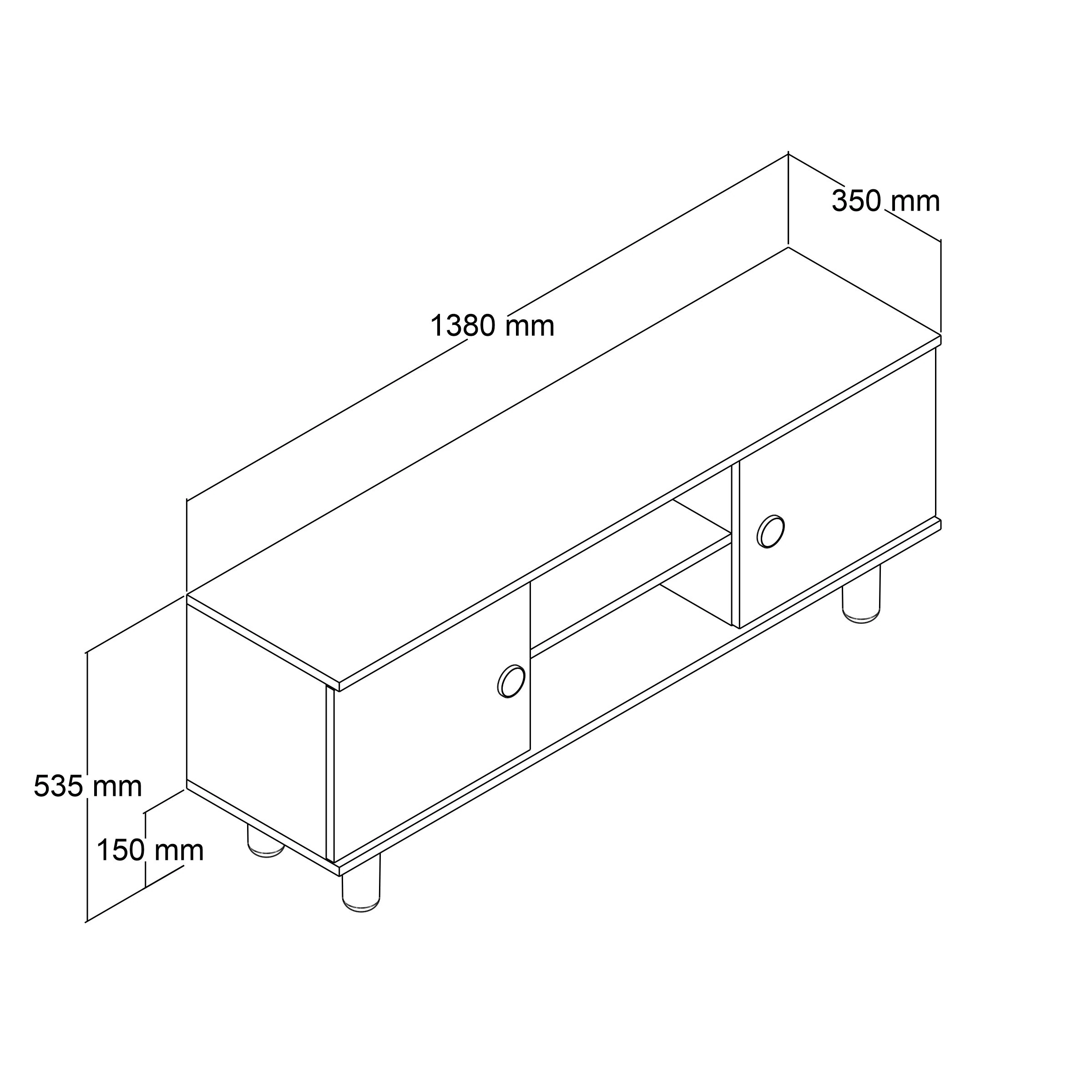 Bohem Tv Ünitesi 138 cm Full Yeşil üst Ceviz