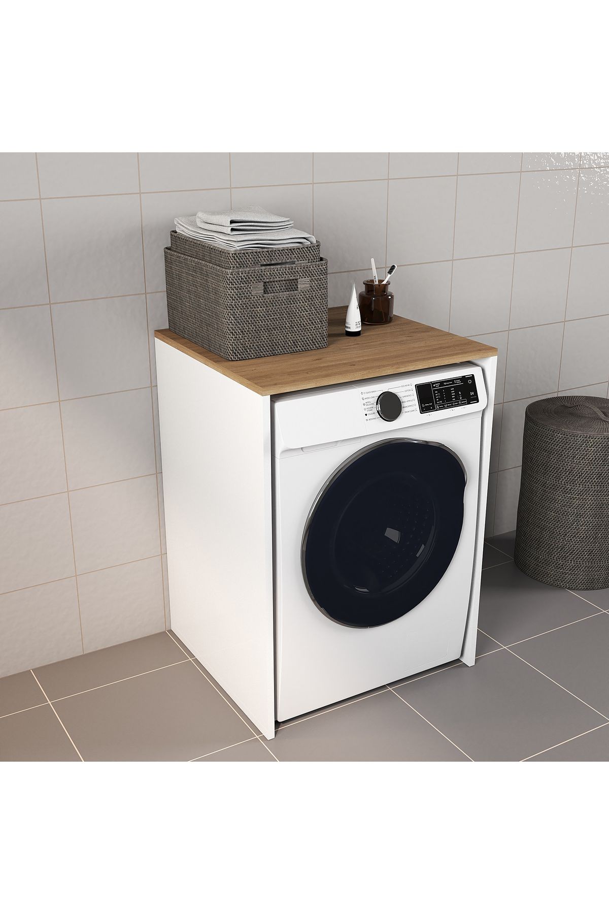 Ferniso Mobilya Çamaşır Makinesı ve Kurutma Makinesi Dolabı Beyaz