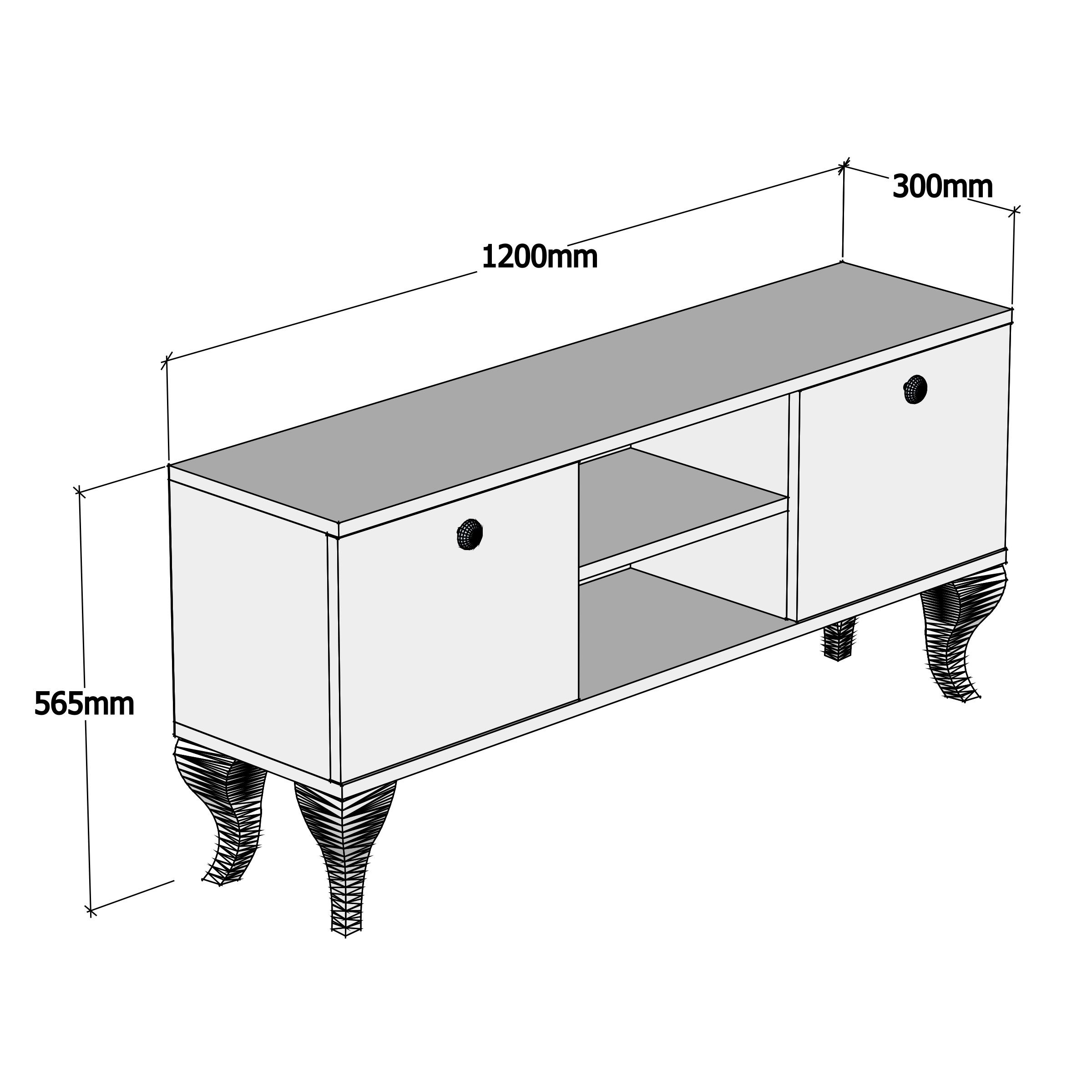 Ferniso Mobilya 120 cm Tv Ünitesi Çam-Antrasit