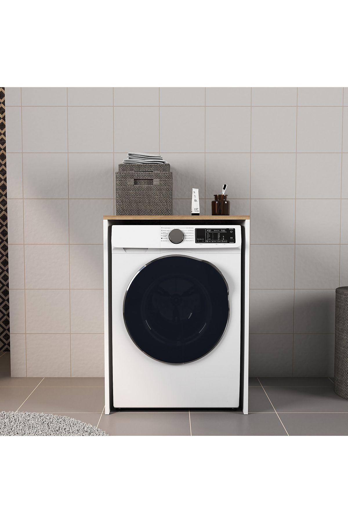Ferniso Mobilya Çamaşır Makinesı ve Kurutma Makinesi Dolabı Beyaz