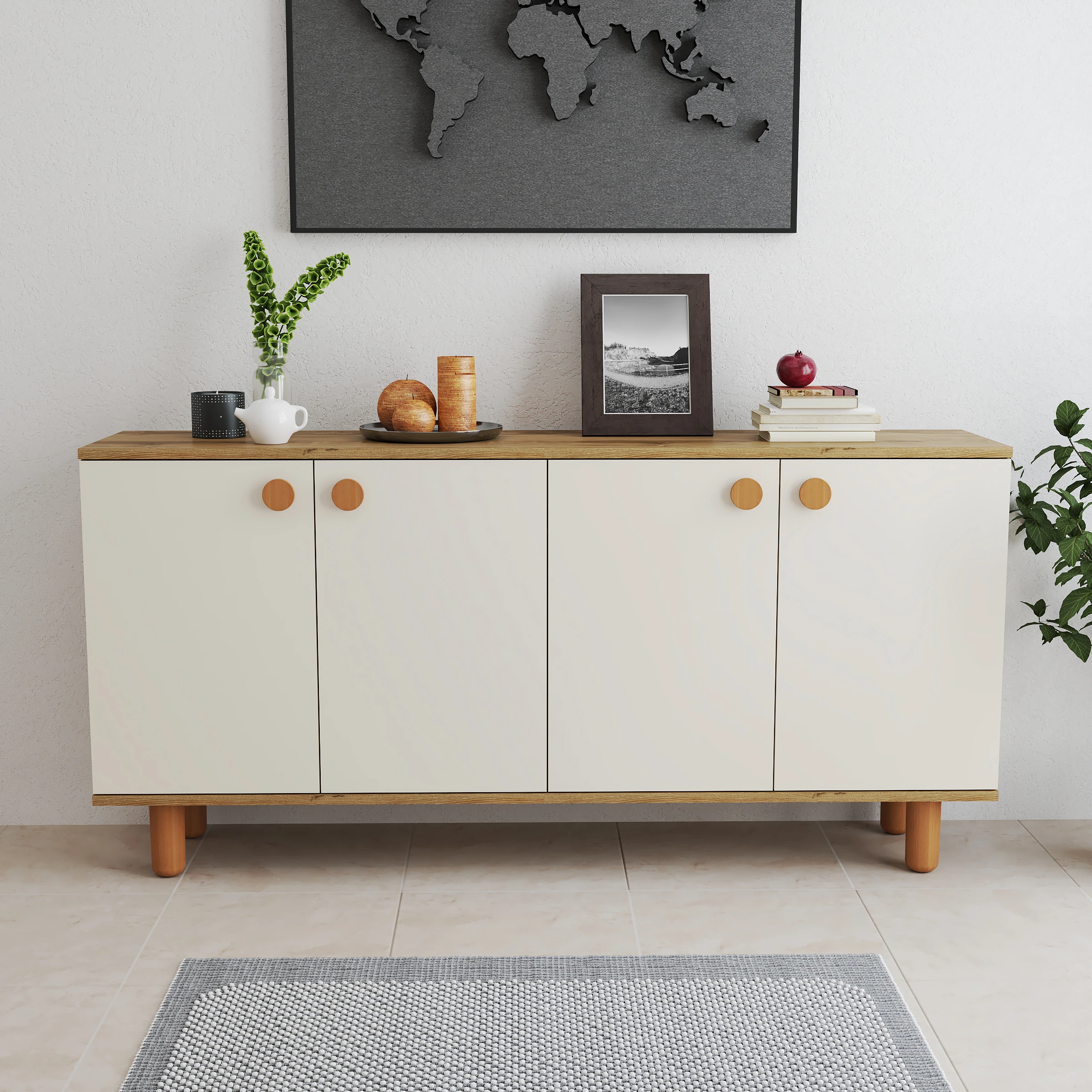 Bohem konsol 160 cm ceviz beyaz