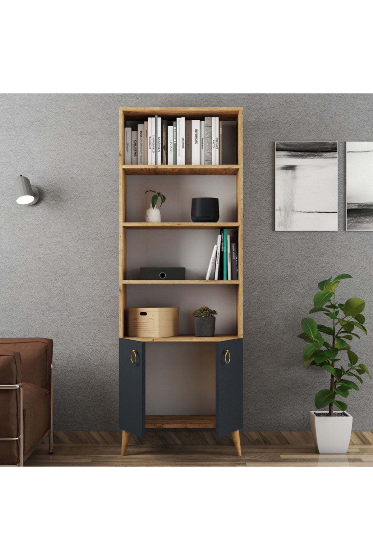 Ferniso Mobilya 2 Kapaklı Kitaplık Çam