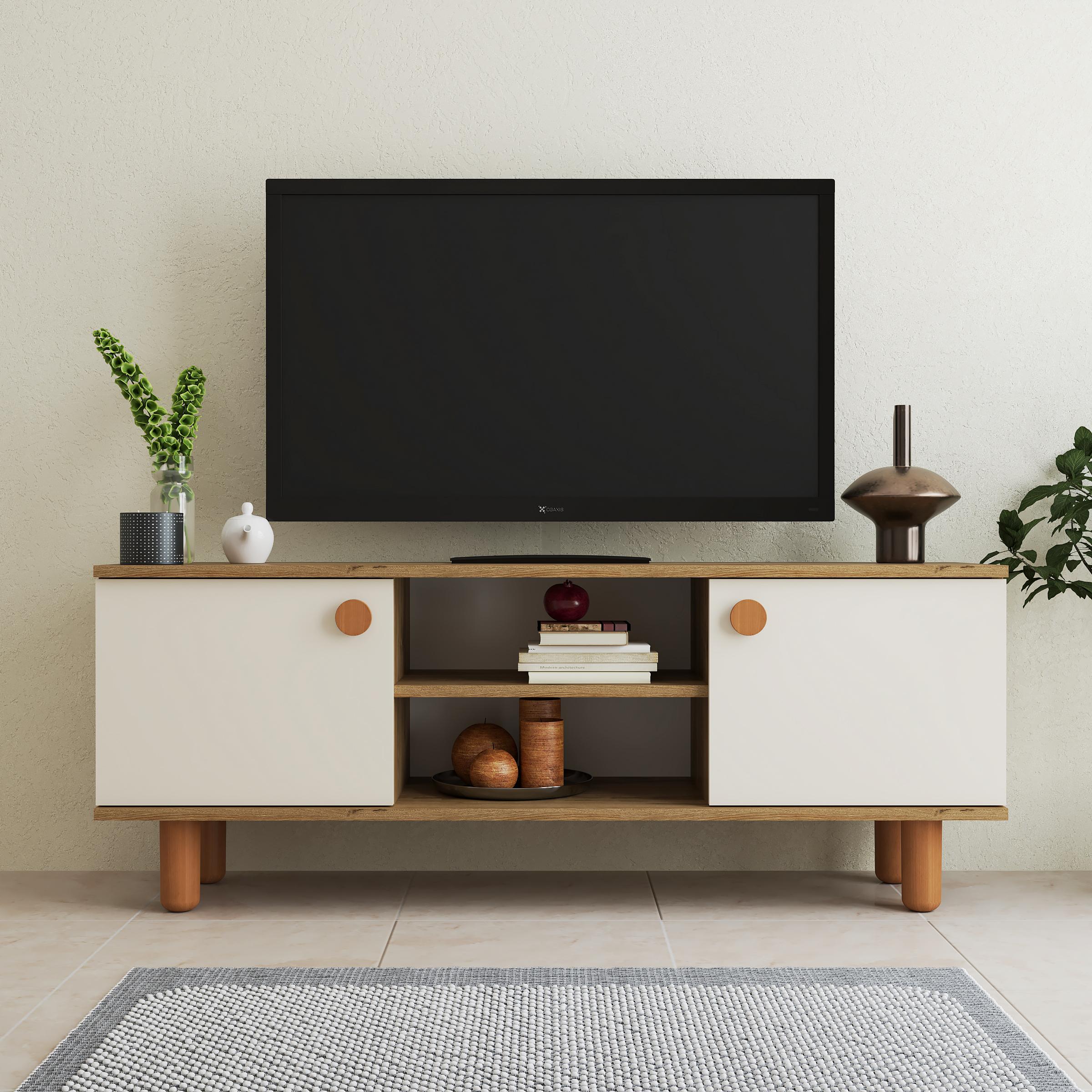 Ferniso Mobilya 138 lik Bohem TV Ünitesi CEVİZ BEYAZ