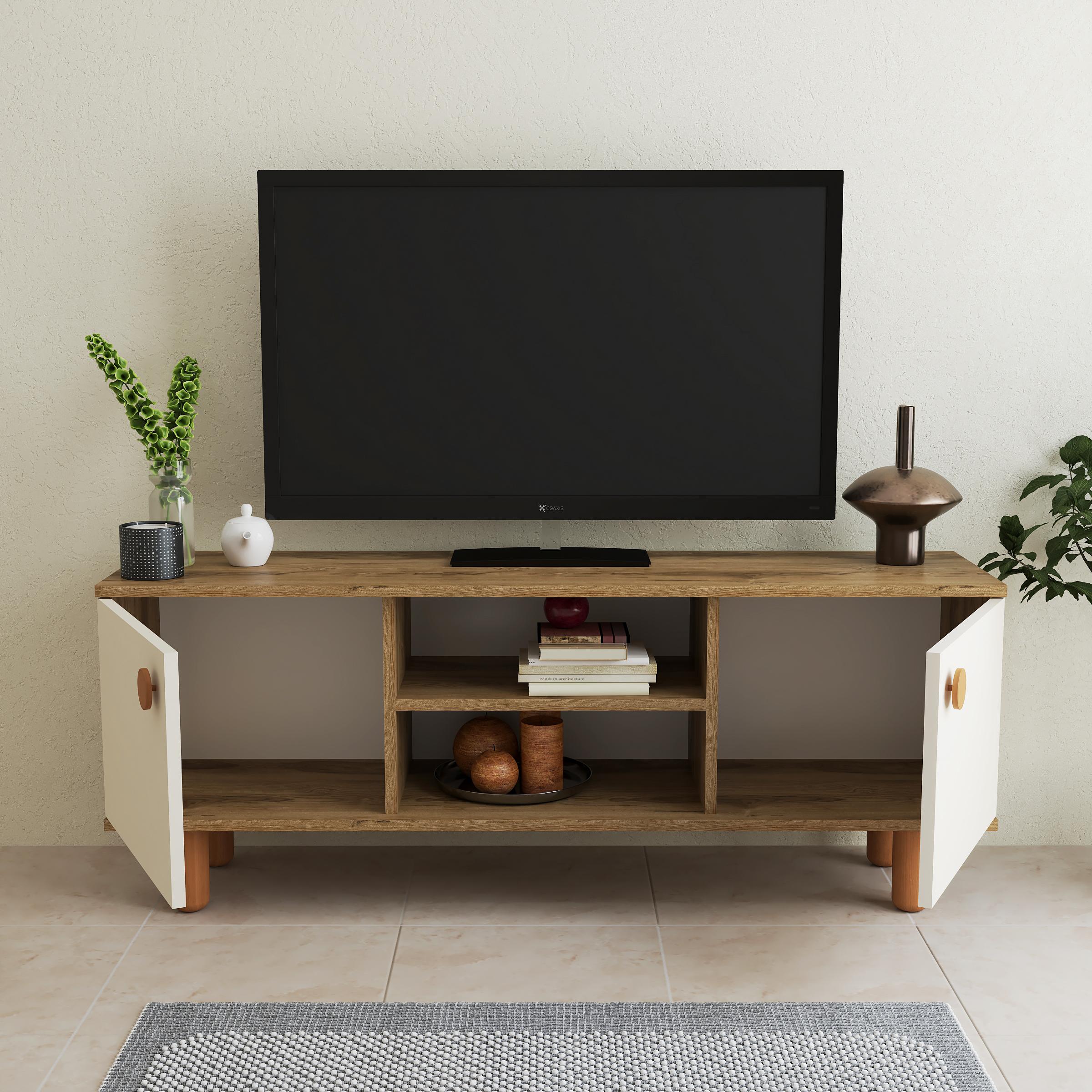 138 cm Bohem Tv Ünitesi ceviz beyaz