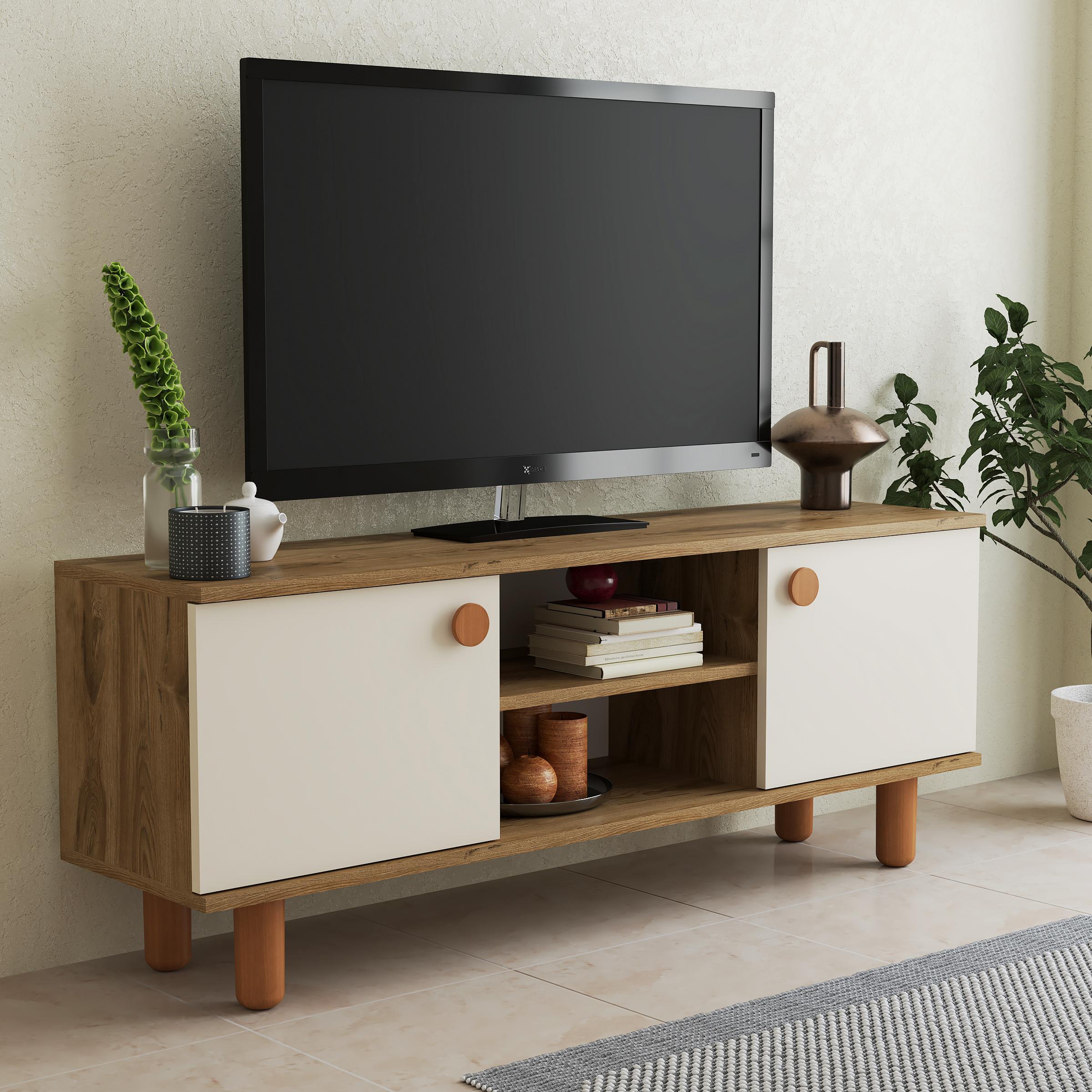 138 cm Bohem Tv Ünitesi ceviz beyaz