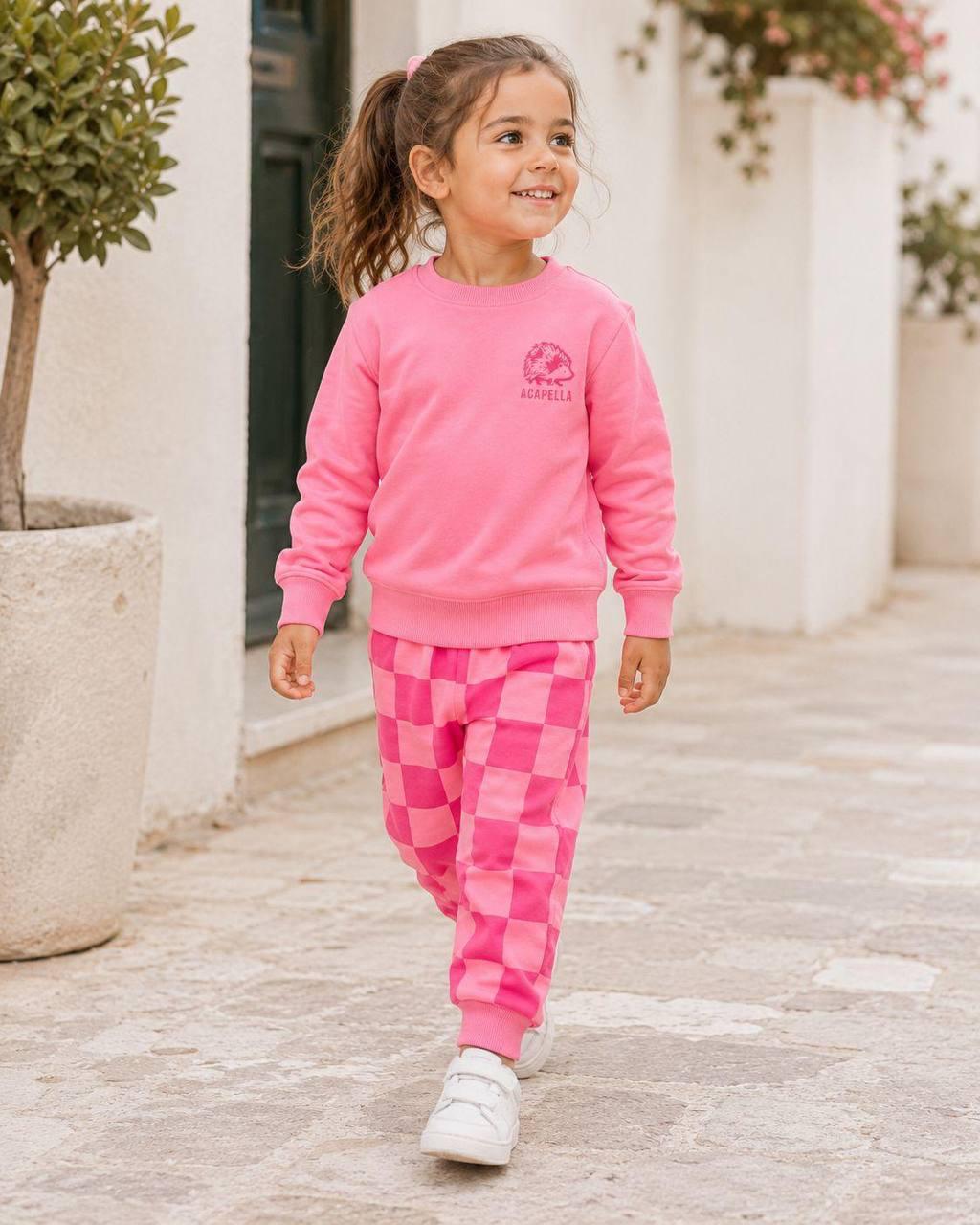 Kız Çocuk Pembe Pötikare İkili Takım