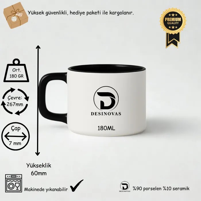 Babalar Günü’ne Özel Lüks Spotify Kodlu Kupa Fincan – Siyah İçli & Kulplu – Premium Hediye Kutusunda
