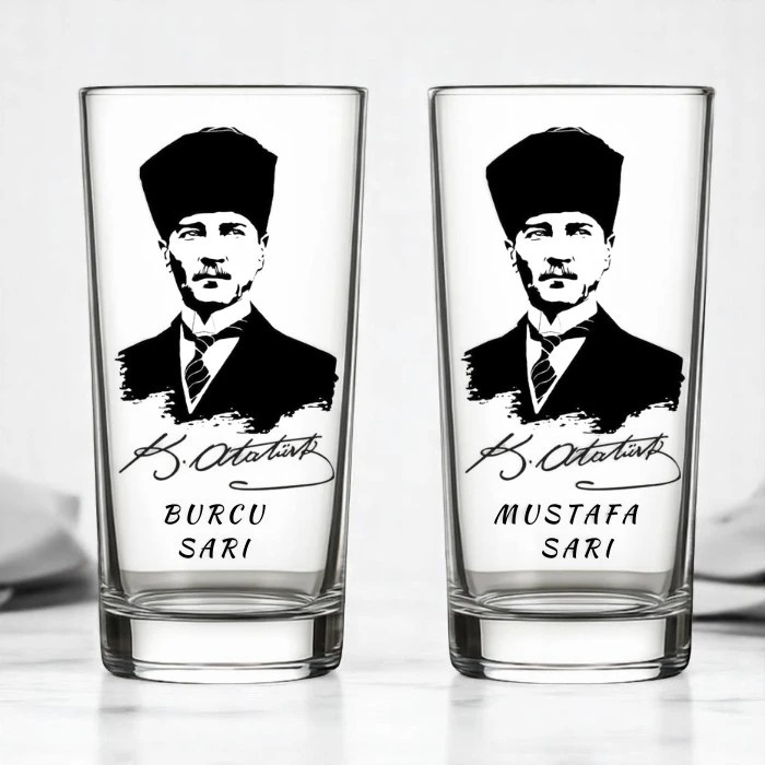 Gazi Mustafa Kemal Atatürk İkili Rakı Bardağı – Özel Tasarım