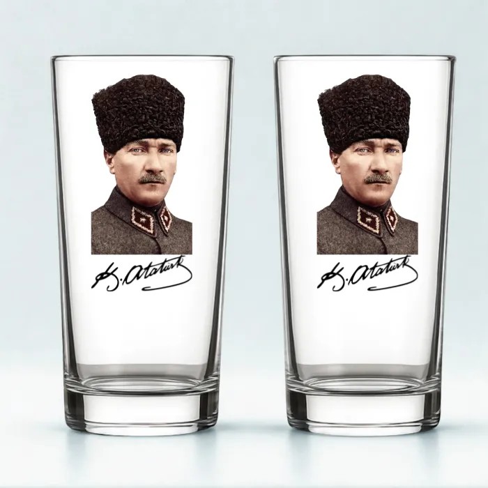 Atatürk İmza Baskılı İkili Rakı Bardağı – Özel Sunumlu Hediye Kutusunda