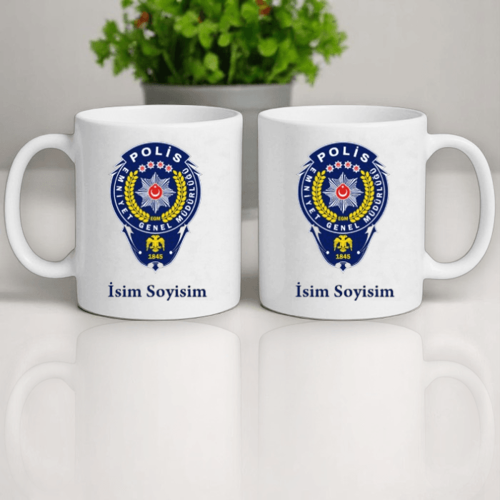 Polis Rozetli Kupa Bardak – Kişiye Özel | Desinovas
