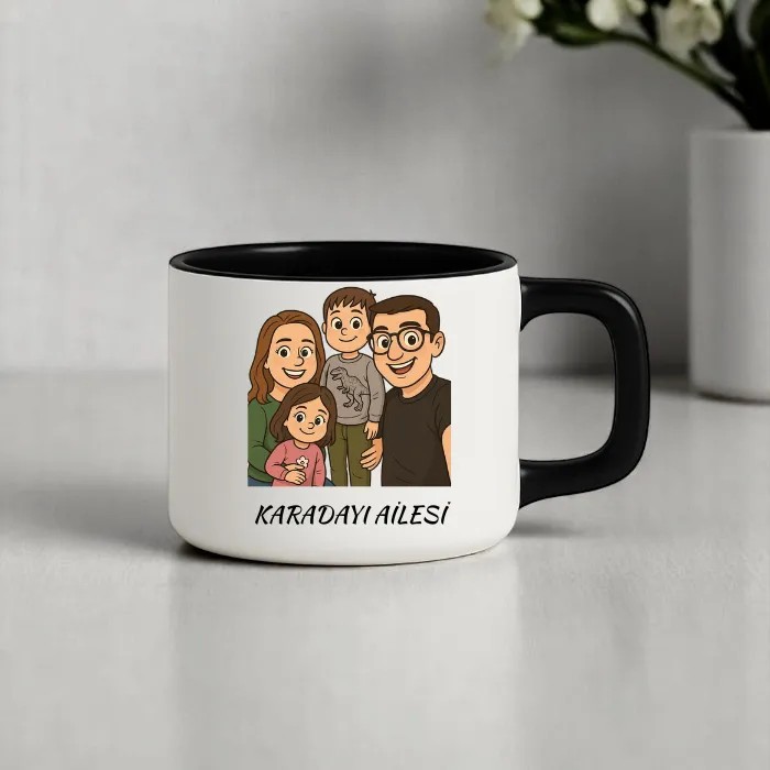 Karikatürize Fotoğraflı Lüks Kupa Bardak | Desinovas