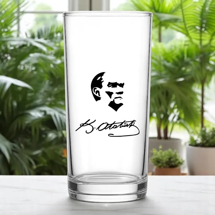 Atatürk Temalı Tekli Rakı Bardağı – İmzalı, Silüetli Özel Tasarım | Desinovas