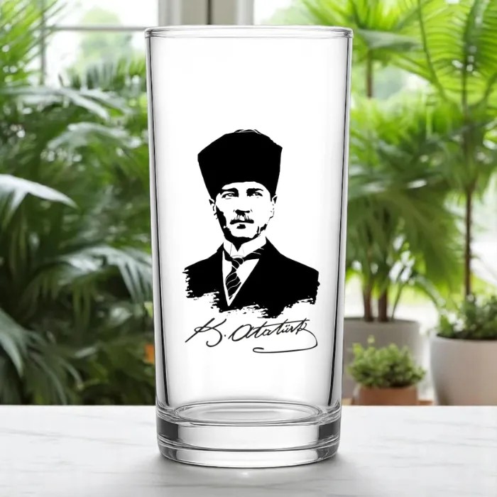 Atatürk Temalı Tekli Rakı Bardağı – İmzalı, Silüetli Özel Tasarım | Desinovas
