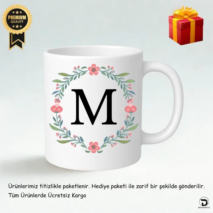 Baş Harfli Kupa Bardak – Eşlere & Sevgililere Özel – Hediye Paketli