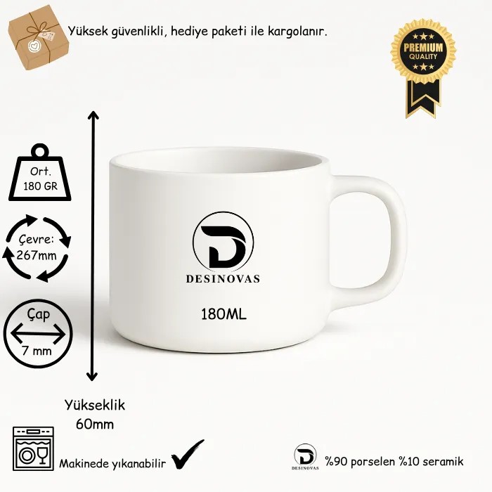 Sevgililere Özel Instagram Beğenili Lüks Kupa Fincan Beyaz – Hediye Paketli