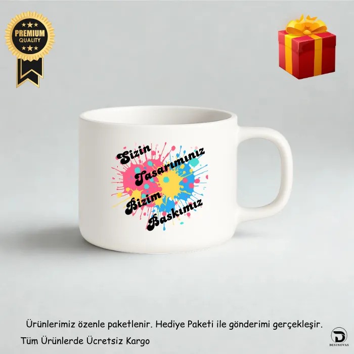Beyaz Lüks Kupa Fincan Kendin Tasarla – Kişisel Tasarım & Hediye Kutusu