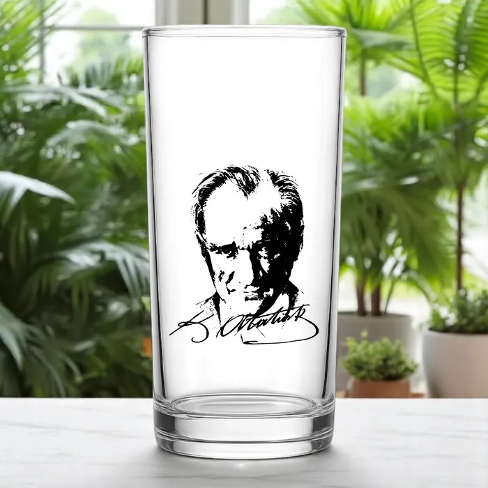 Atatürk Temalı Tekli Rakı Bardağı – İmzalı, Silüetli Özel Tasarım | Desinovas