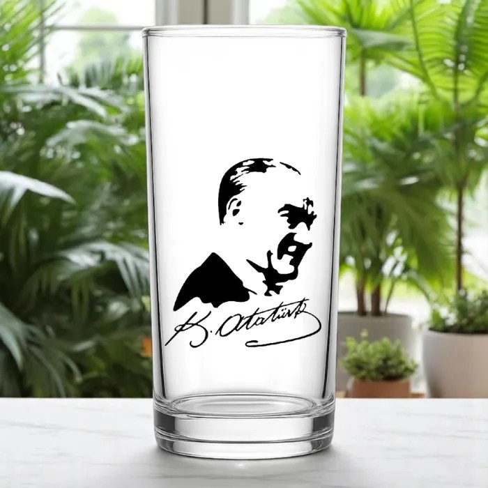 Atatürk Temalı Tekli Rakı Bardağı – İmzalı, Silüetli Özel Tasarım | Desinovas