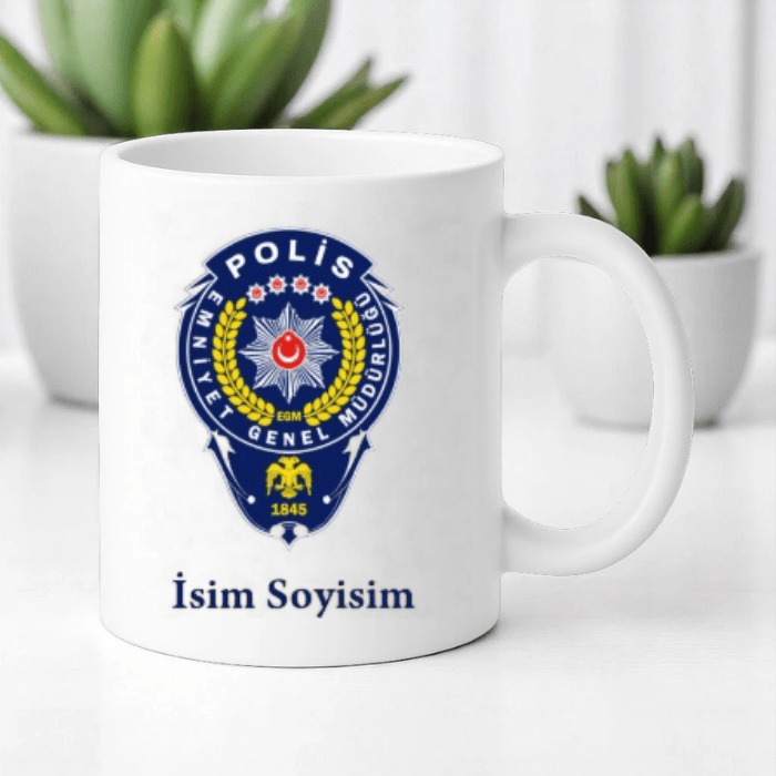 Polis Rozetli Kupa Bardak – Kişiye Özel | Desinovas