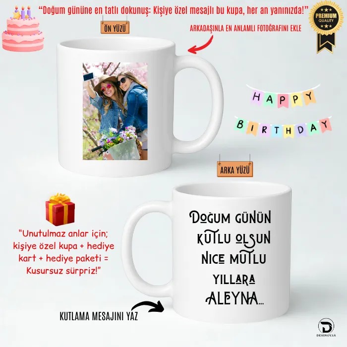 Kişiye Özel Doğum Günü Kupası | Gift Kart & Şık Hediye Paketi
