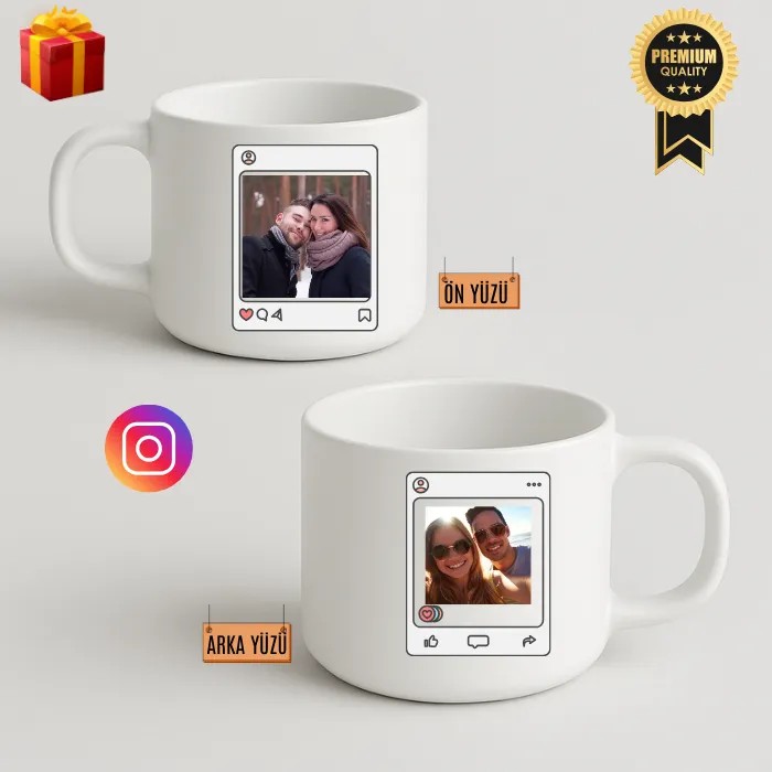 Sevgililere Özel Instagram Beğenili Lüks Kupa Fincan Beyaz – Hediye Paketli