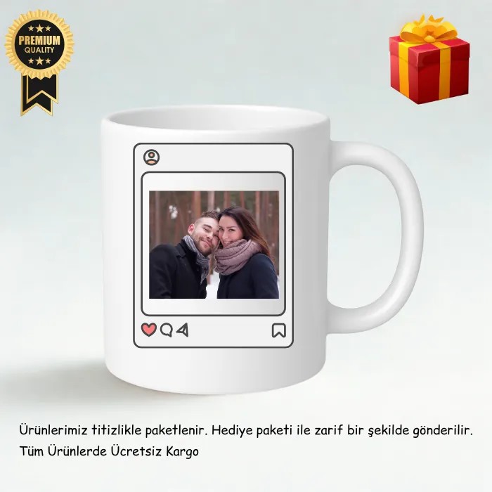 Sevgililere Özel Instagram Beğenili Kupa Bardak – Hediye Paketli