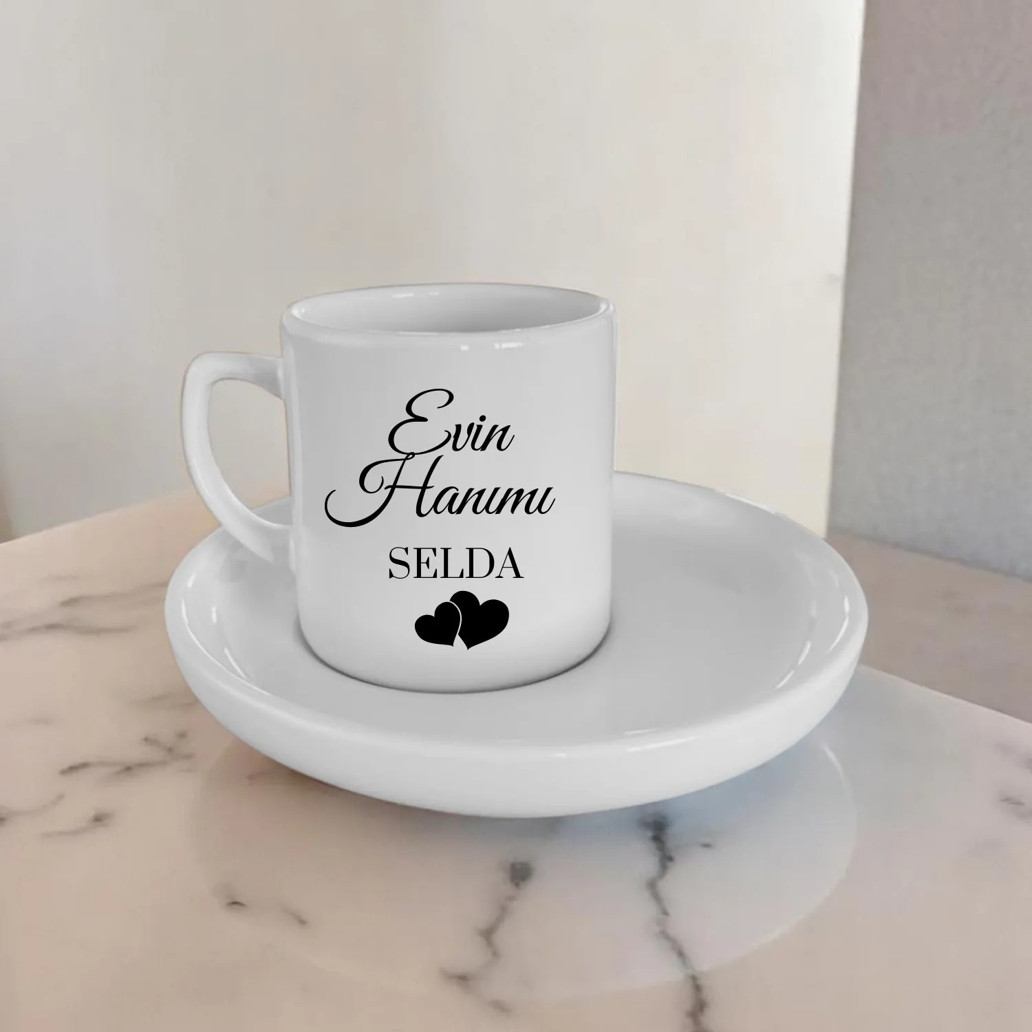  Evin Hanımı – Tekli Türk Kahve Fincanı (İkramlık Tabaklı)