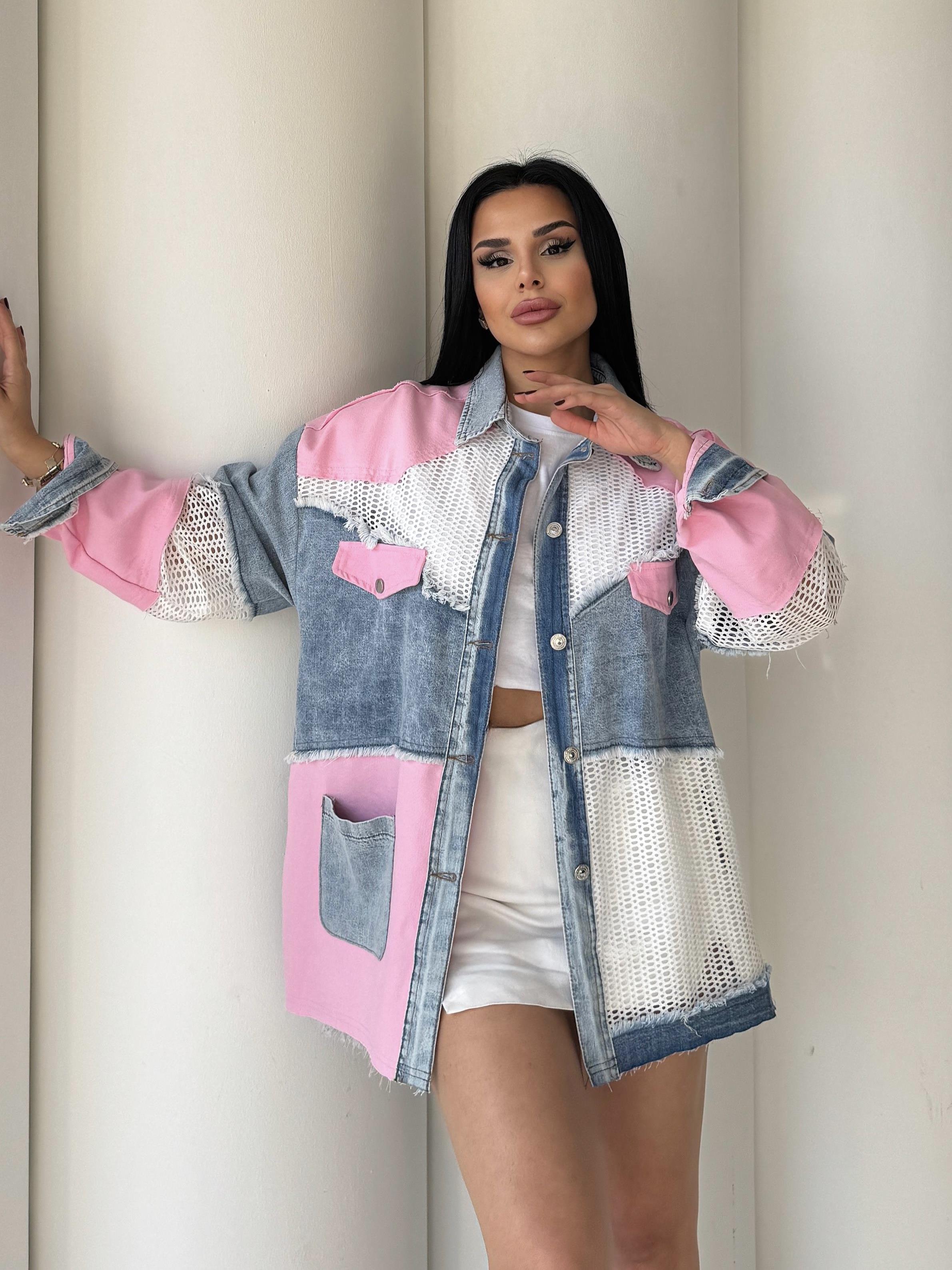 Mocha Tasarım Denim Ceket Pembe