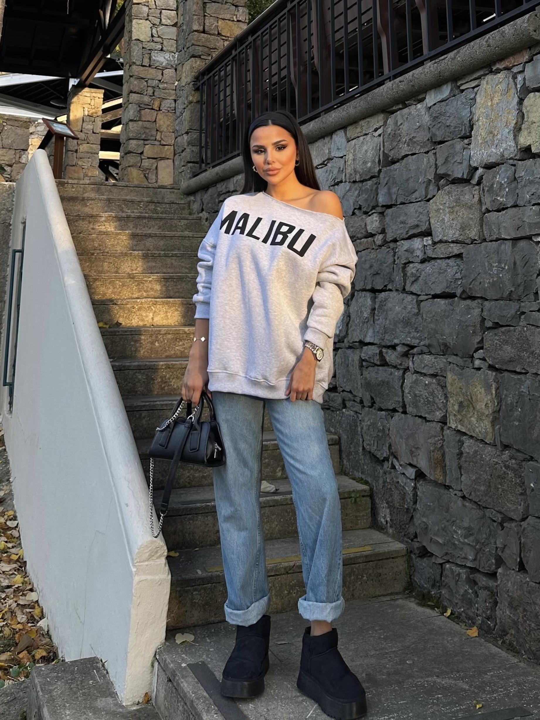 Malibu Pamuklu Sweatshirt  Açık Gri