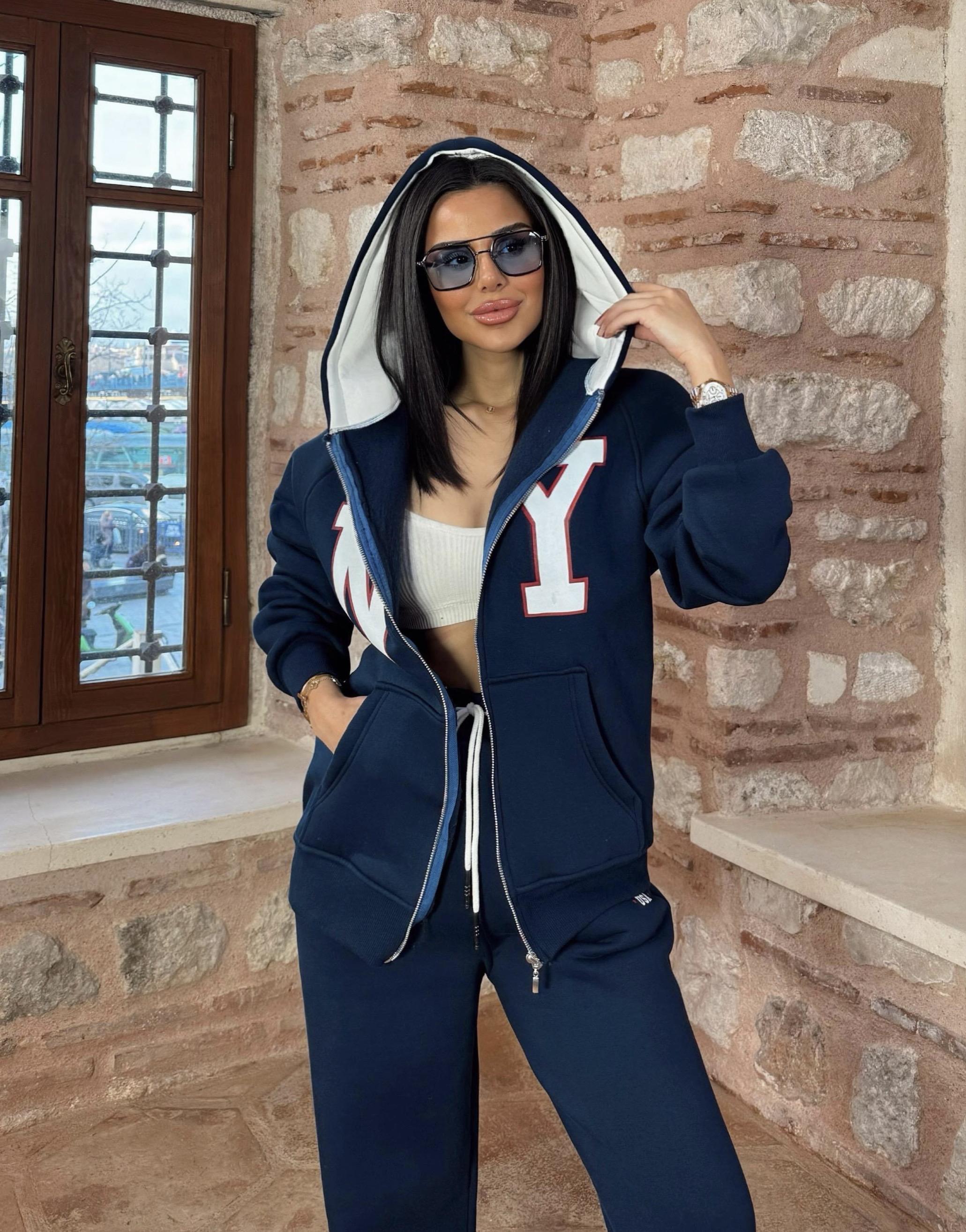 NY Fermuarlı Spor Takım Lacivert
