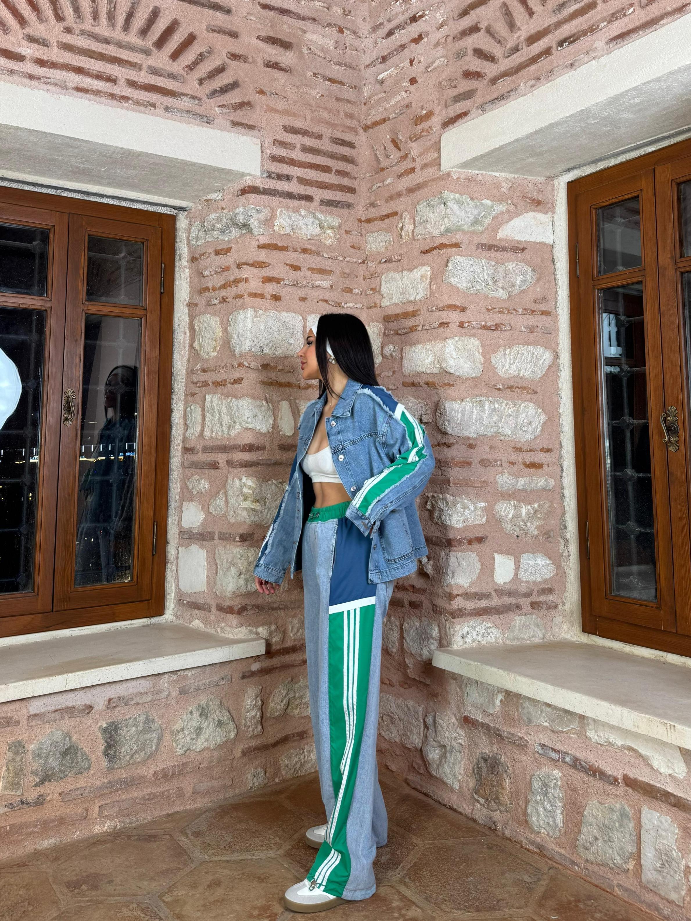 Delux  Tasarım Jean Takım Yeşil