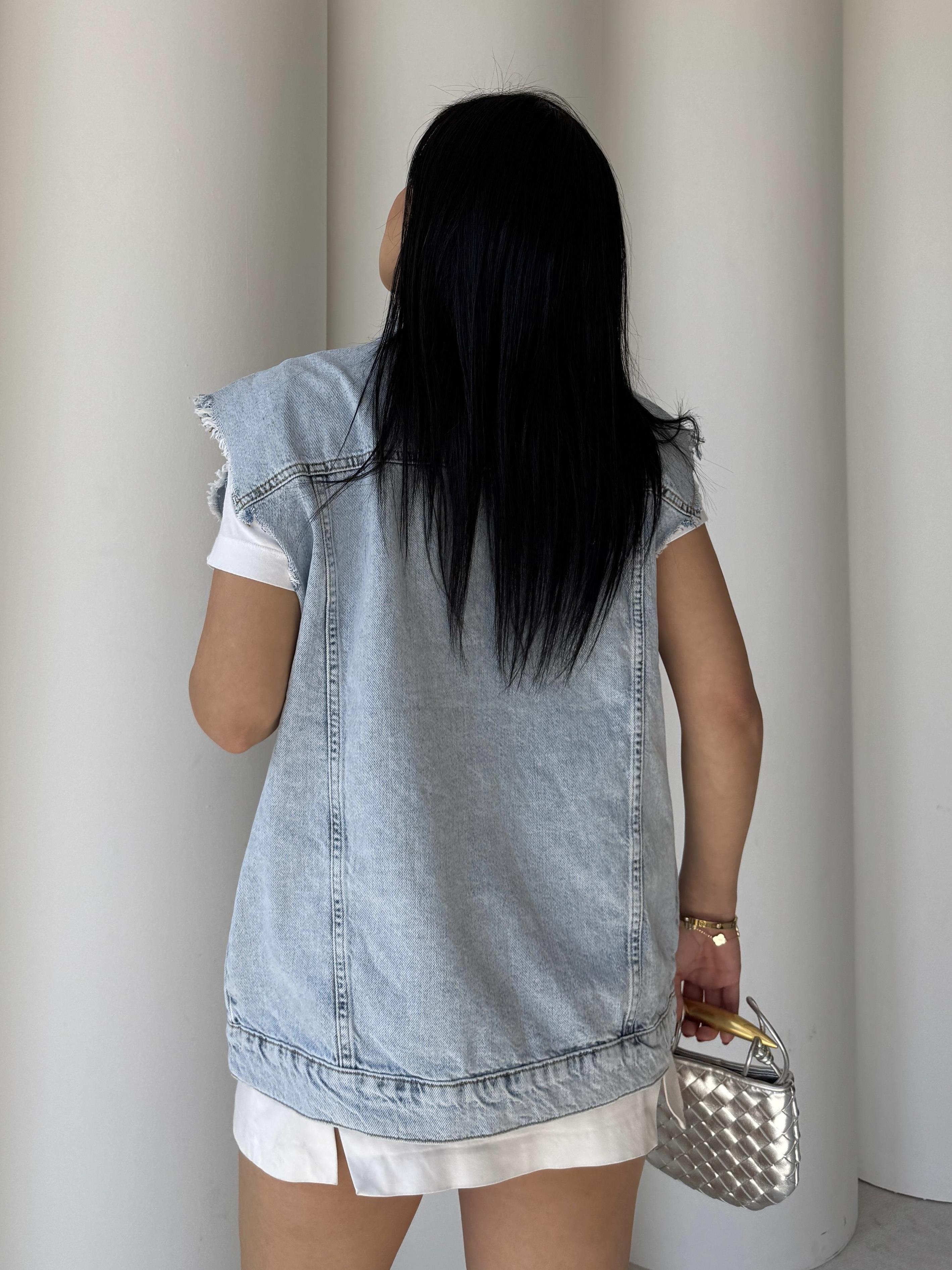 Flayer Çiçek Detaylı Denim Ceket Mavi