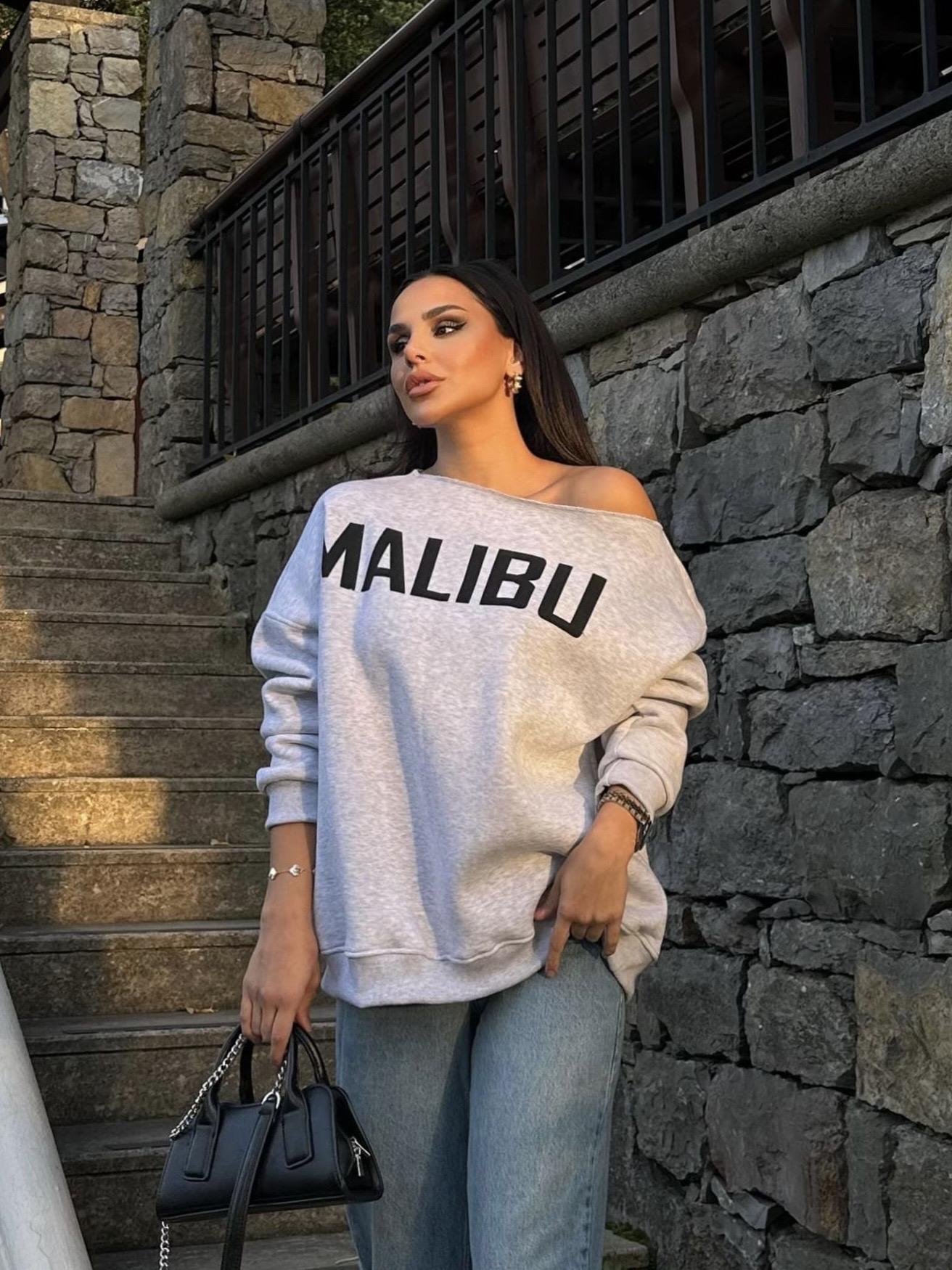 Malibu Pamuklu Sweatshirt  Açık Gri