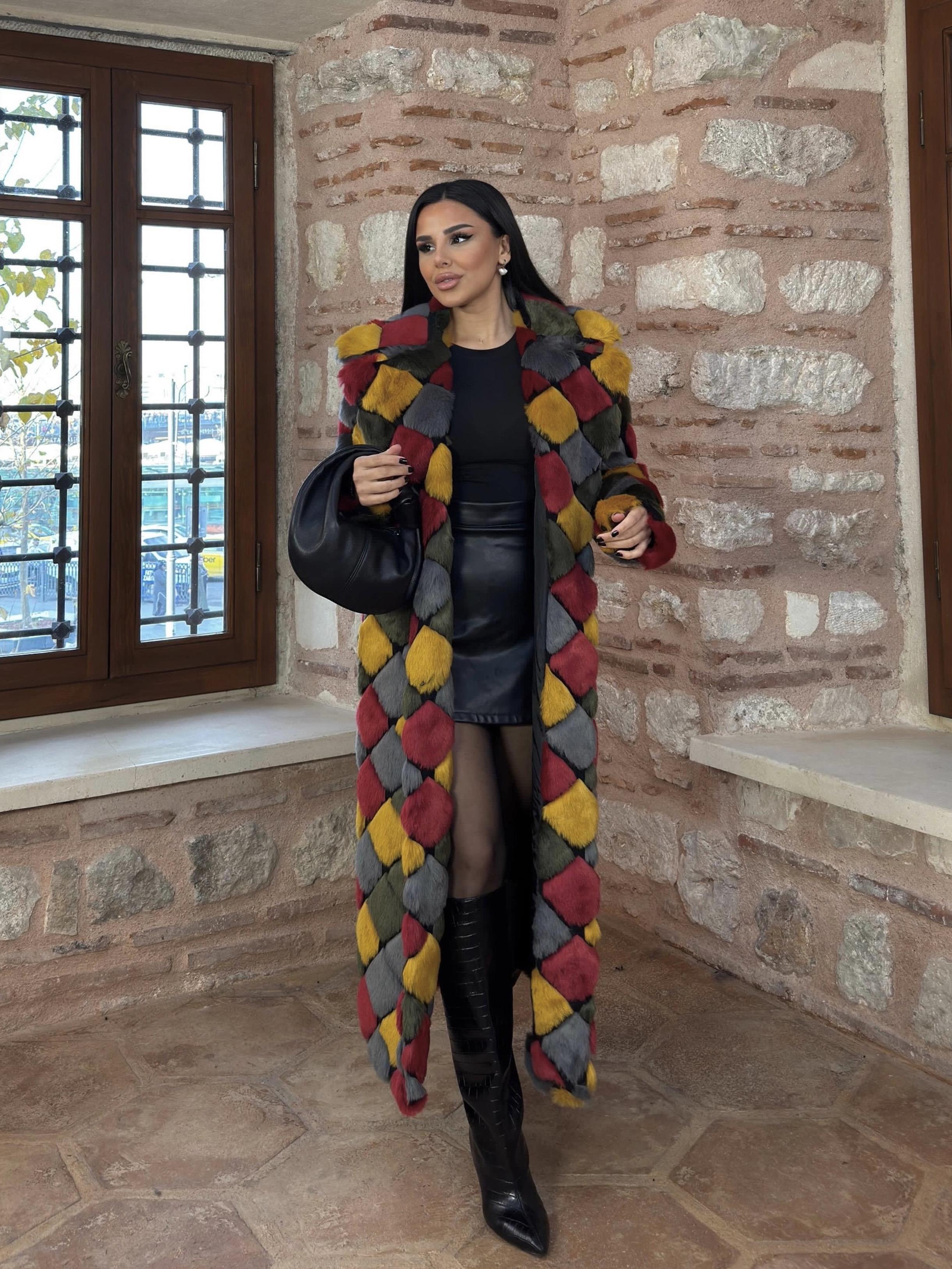 Colors Kürk Kaban Çok Renkli