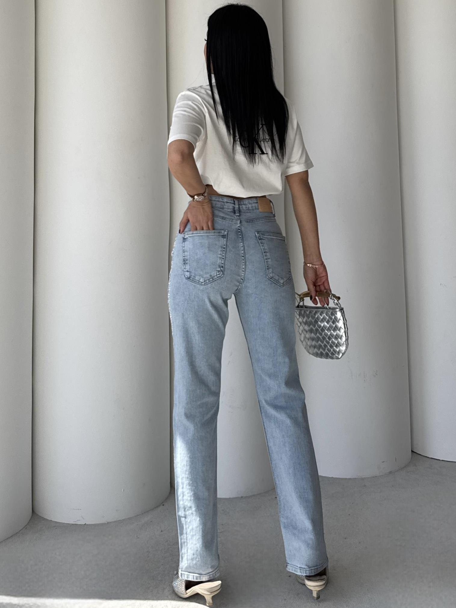 Tiara Taş Detaylı Jean Mavi