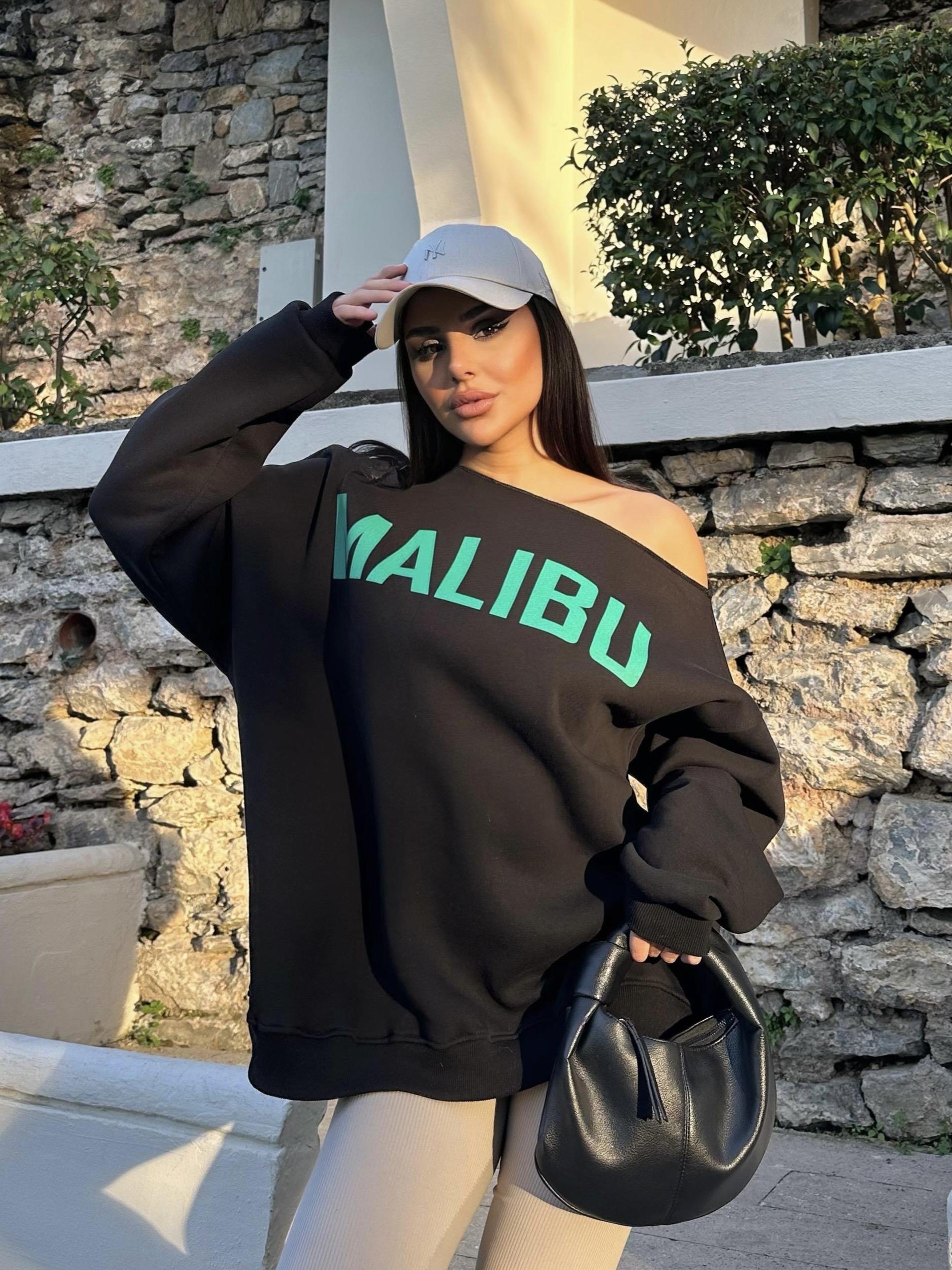 Malibu Pamuklu Sweatshirt Siyah