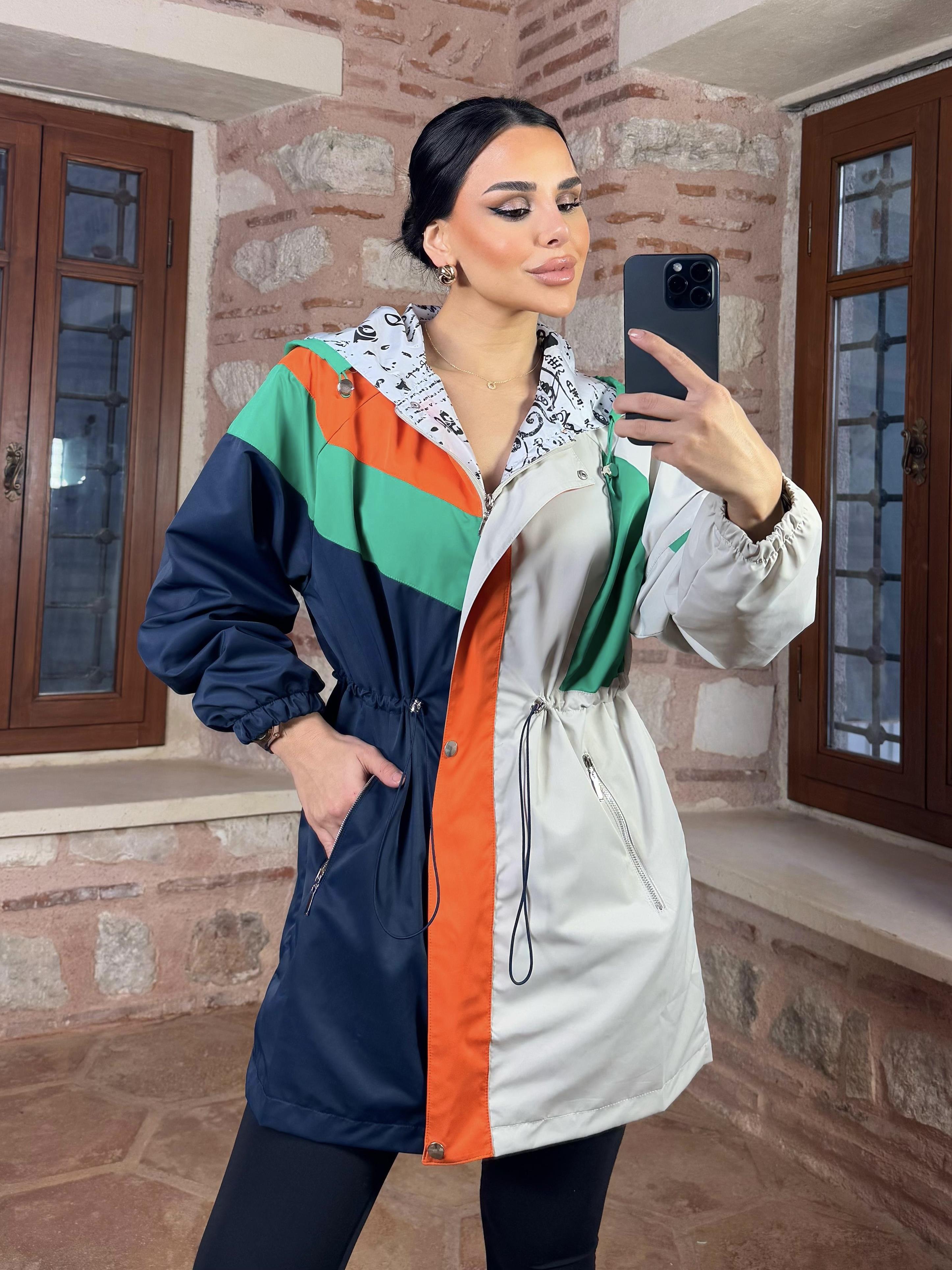 Daby Paraşüt Detaylı Yağmurluk Çok Renkli