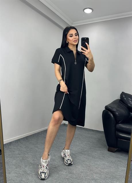 Şerit Elbise Siyah