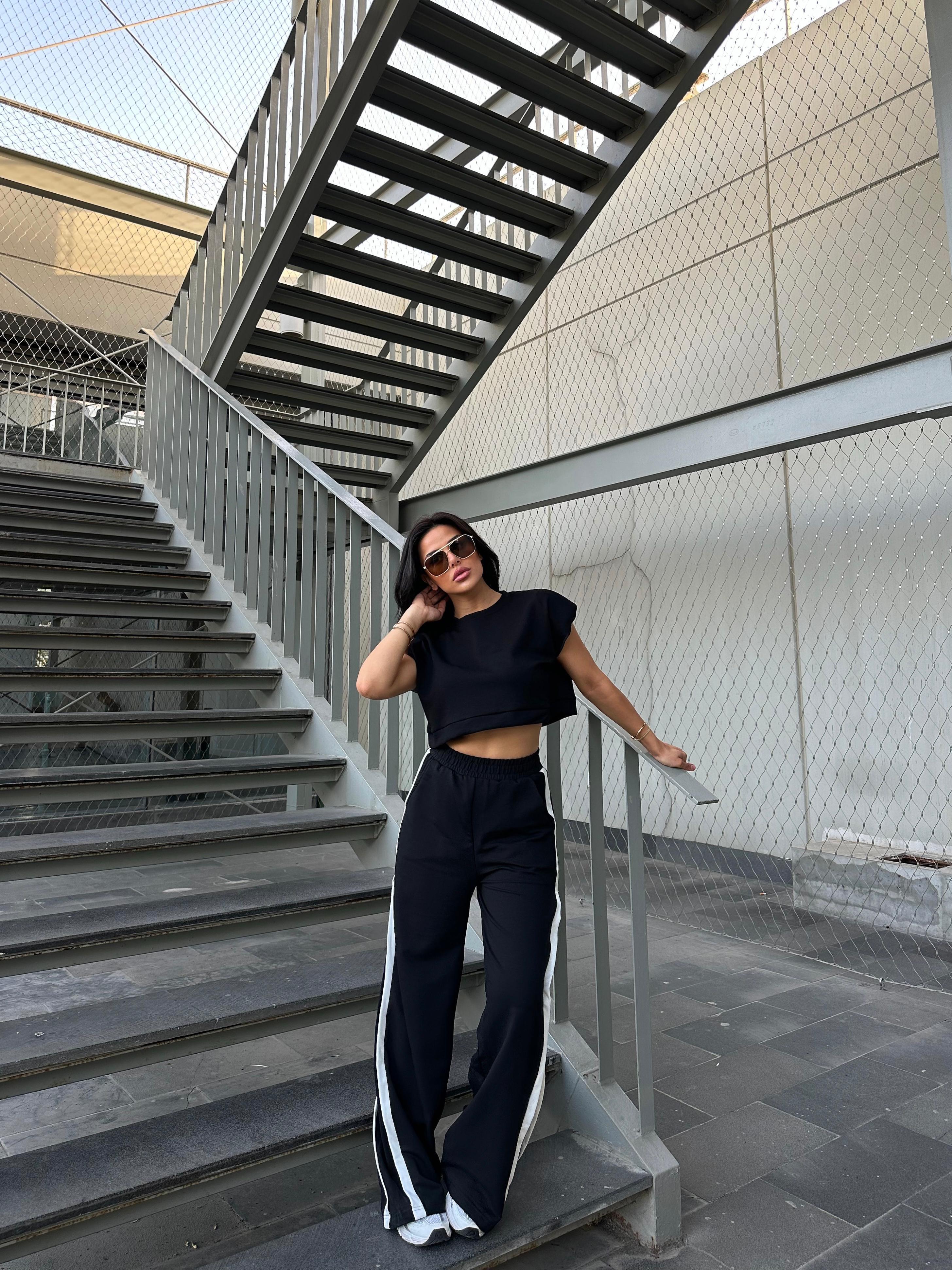 Vatkalı Oversize Crop Siyah