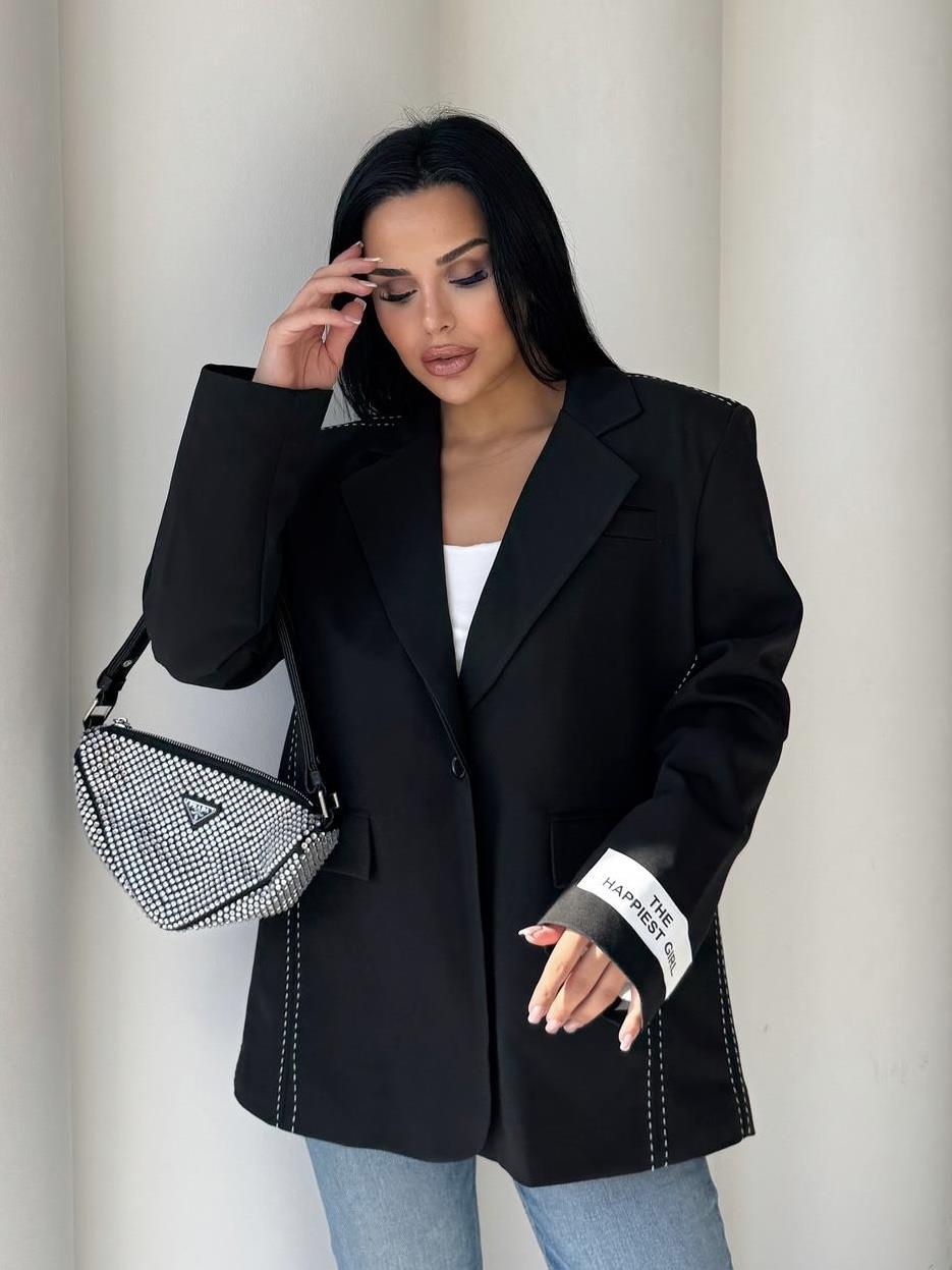Velodi  Nakış Detaylı Blazer Ceket Siyah