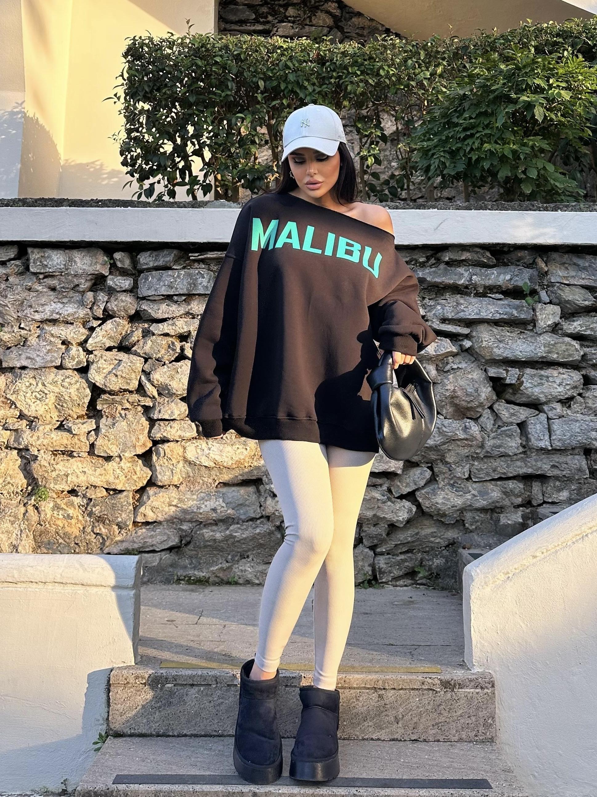 Malibu Pamuklu Sweatshirt Siyah