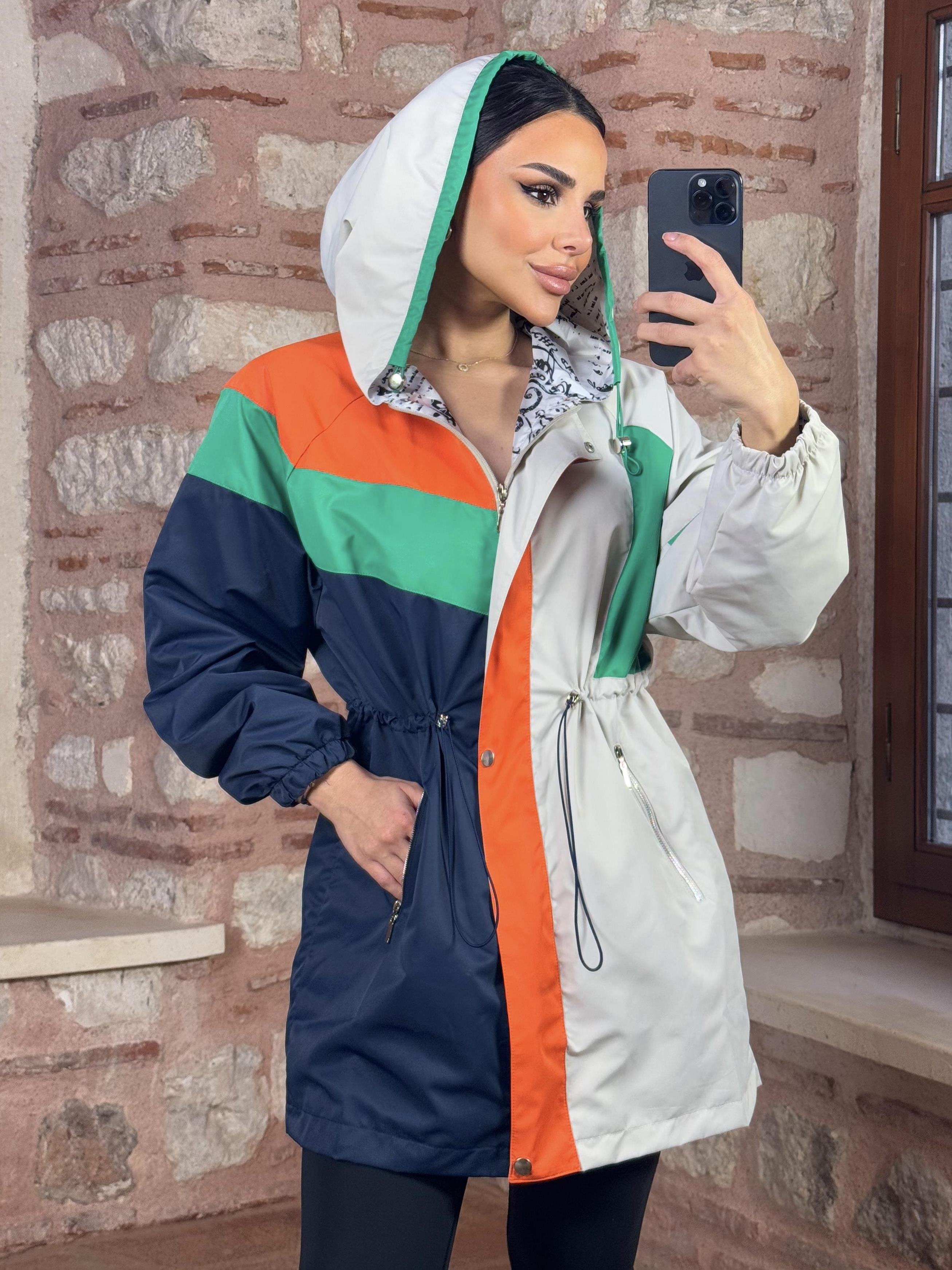 Daby Paraşüt Detaylı Yağmurluk Çok Renkli