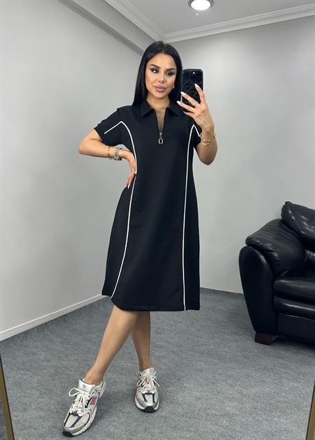Şerit Elbise Siyah
