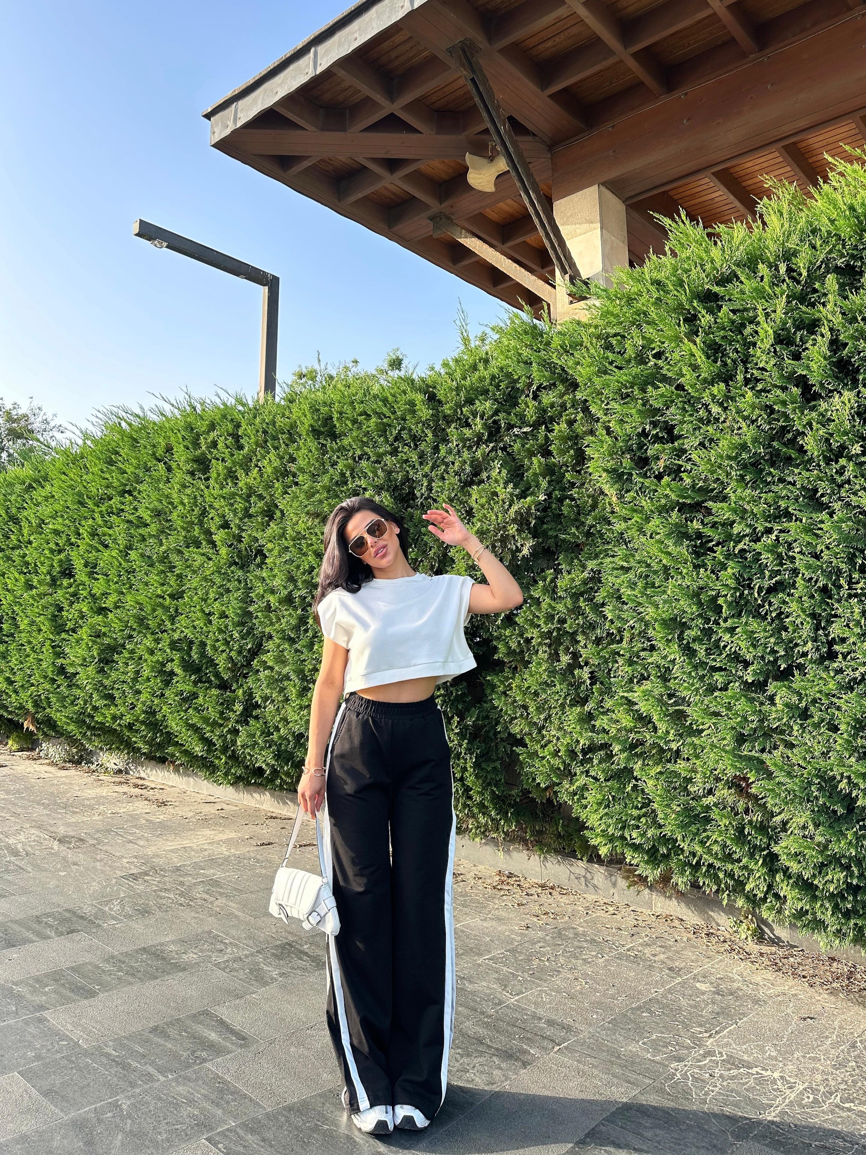 Vatkalı Oversize Crop Beyaz
