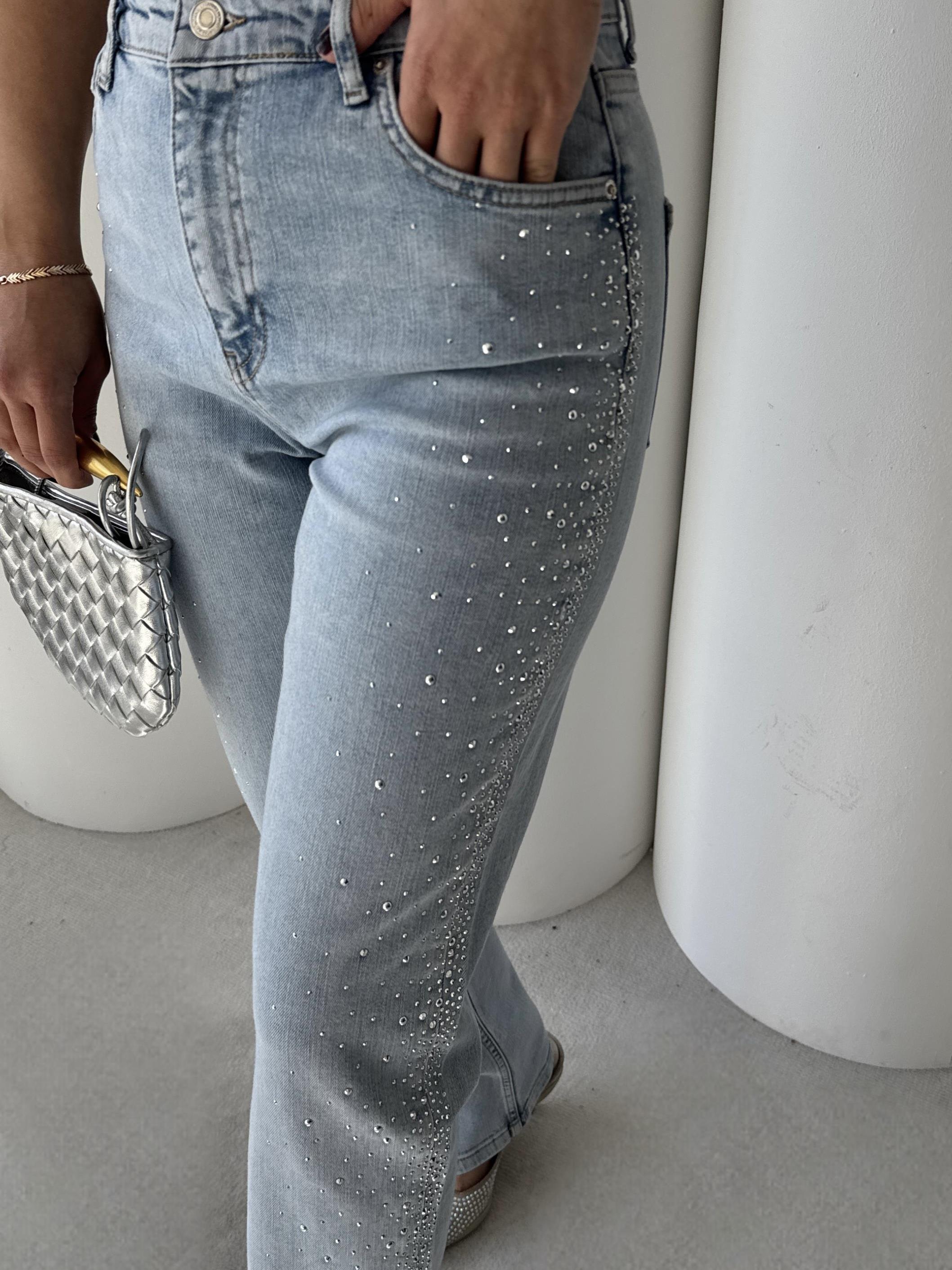 Tiara Taş Detaylı Jean Mavi