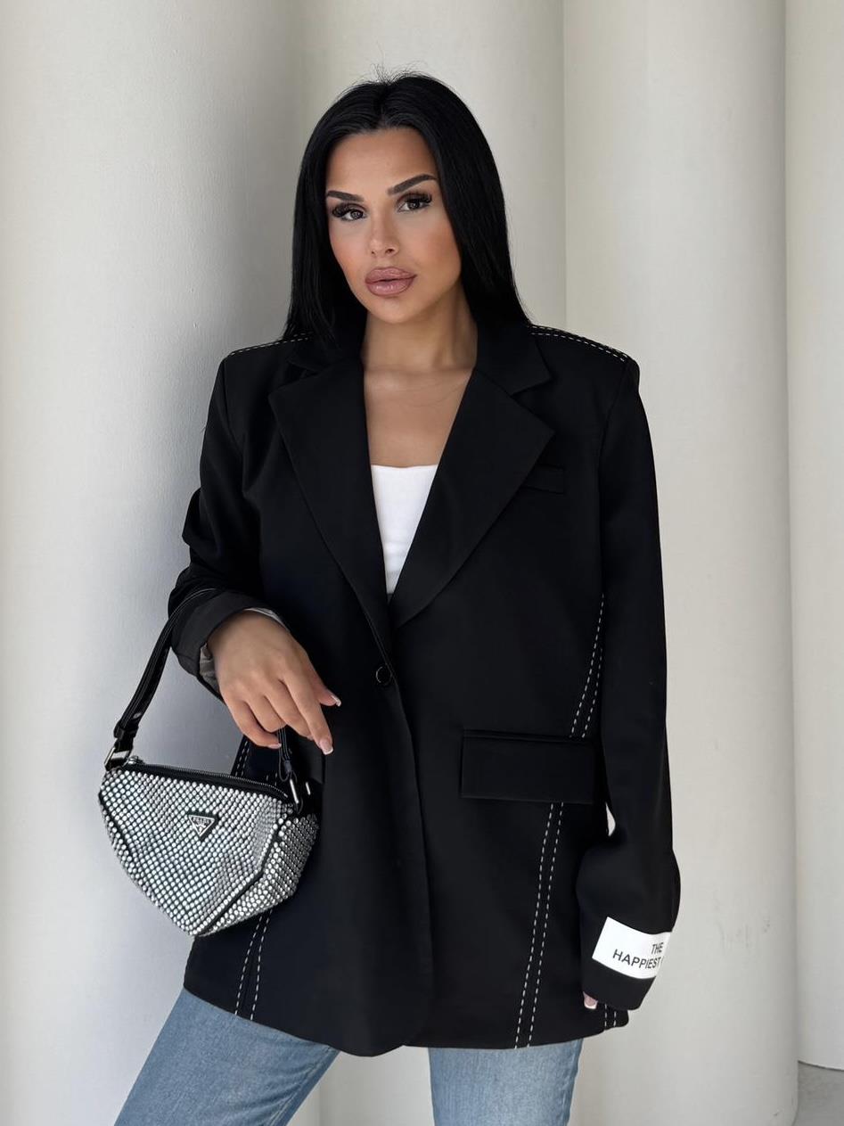 Velodi  Nakış Detaylı Blazer Ceket Siyah