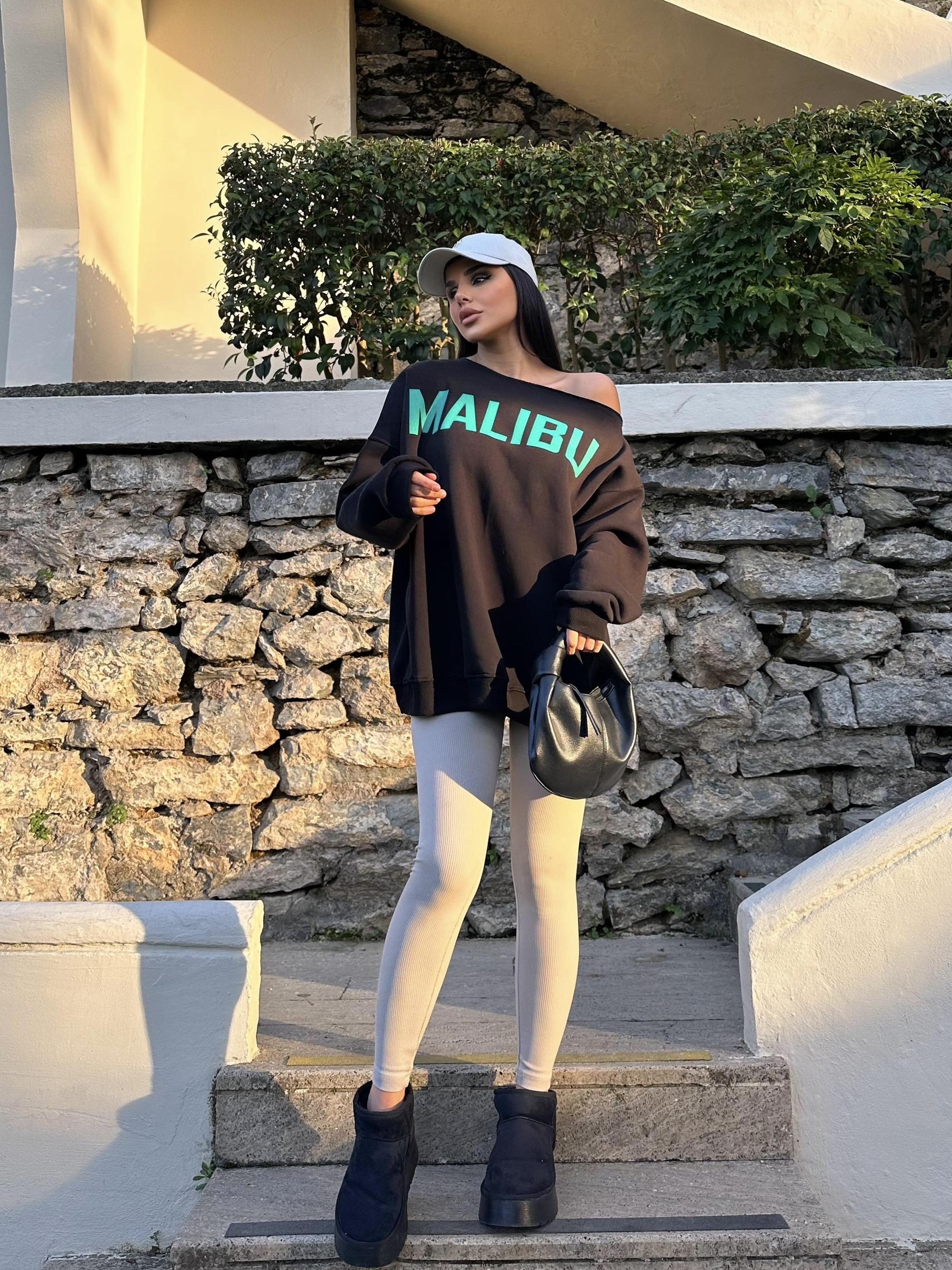 Malibu Pamuklu Sweatshirt Siyah