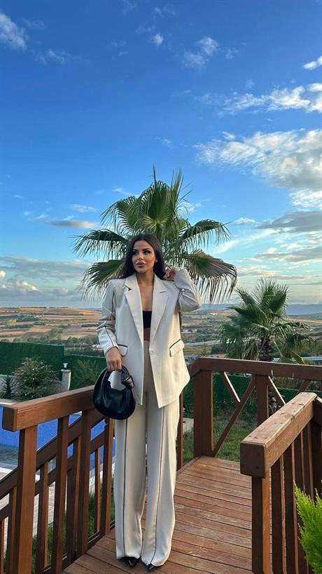 Style İkili Blazer Ceket Takım Bej