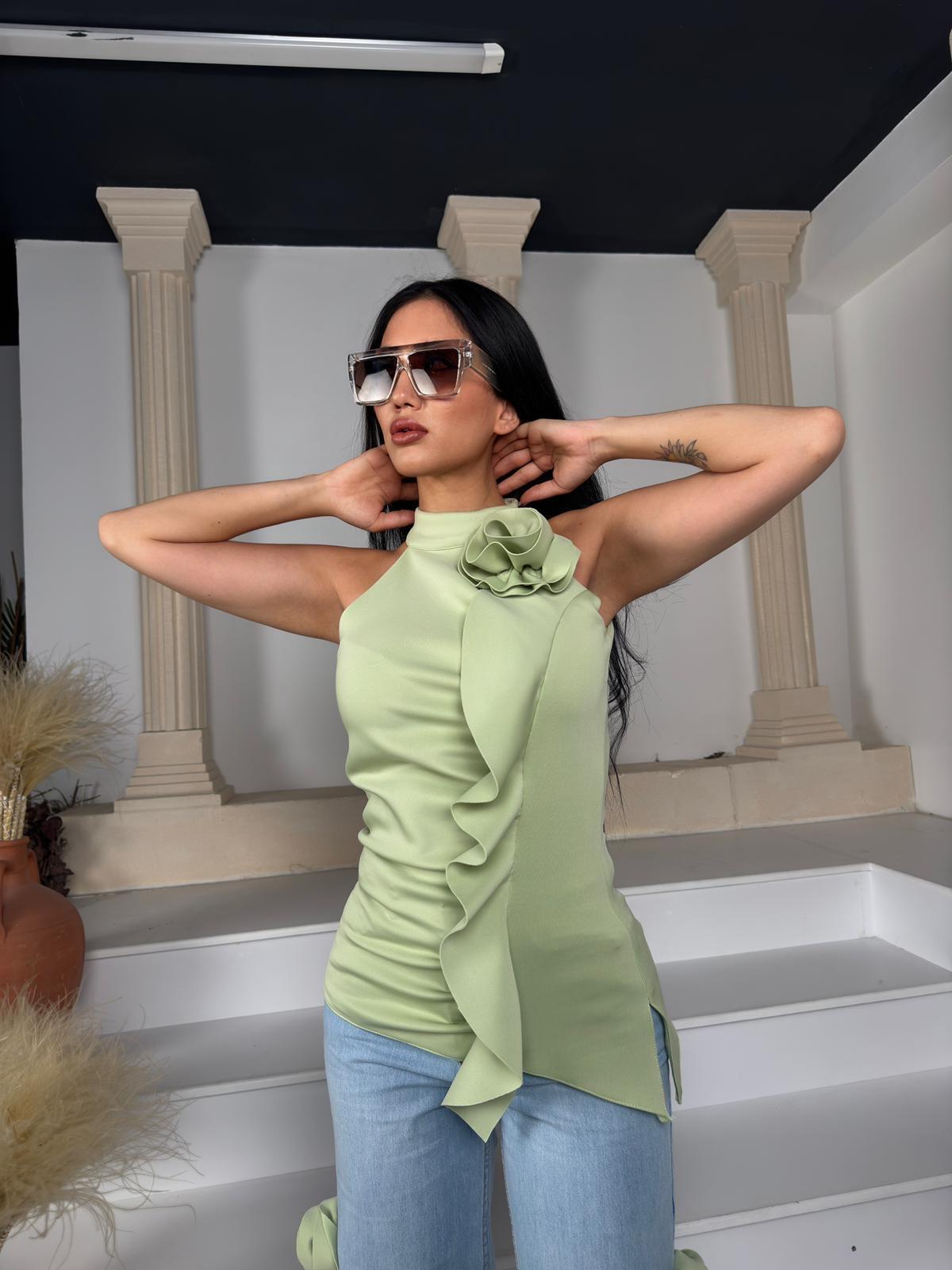 Costanza Gül Detaylı Bluz Yeşil